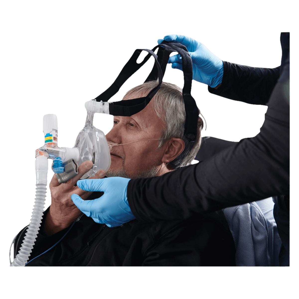 Pulmodyne O2-MAX CPAP System with BiTrac ED Mask, Adult Medium, Fixed Flow, Disposable, 3-Set PEEP, Expandable Anti-Asphyxia Circuit, 10/Case