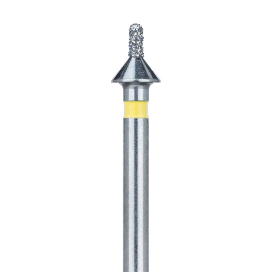 Meisinger FG Occlusal Reduction Diamond Bur, Coarse, Yellow, 0.9mm Head, 2.0mm Depth, 5/Pack, 828Y-009-FG