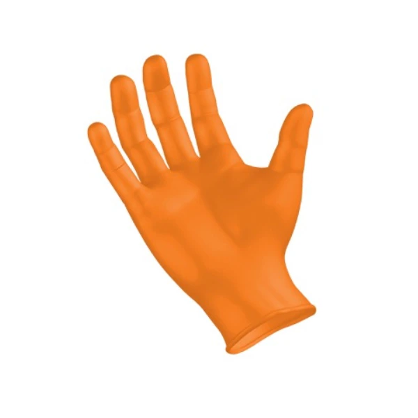 SemperForce Nitrile Exam Gloves, Powder Free, Textured, Large, Orange, 100/Box