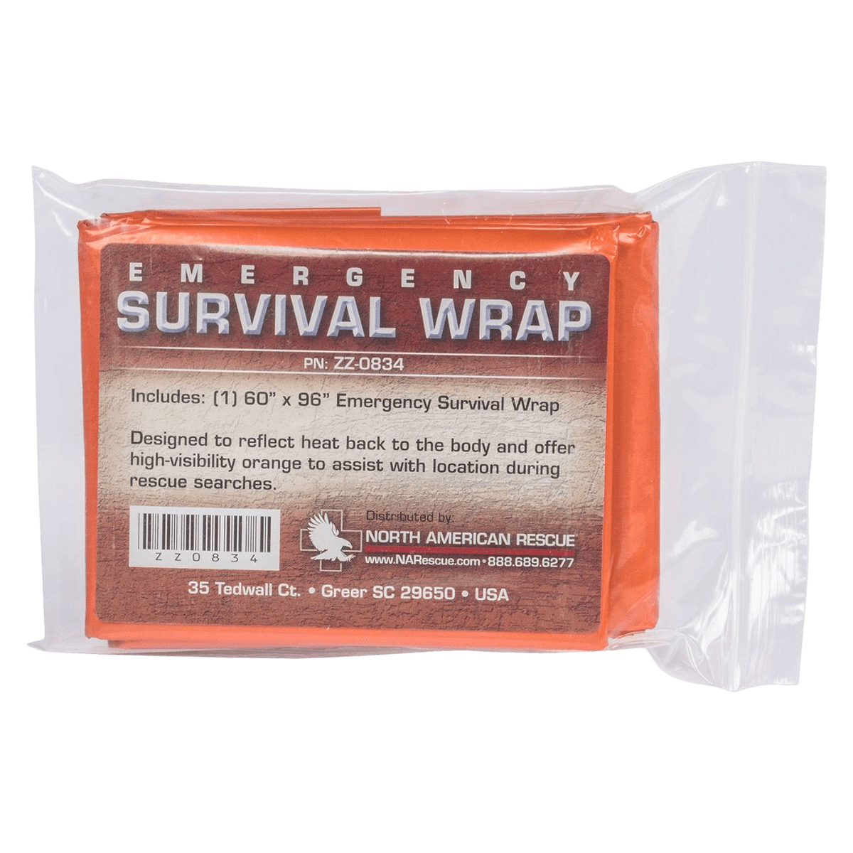 North American Rescue Hypothermia Wrap, Orange, Each