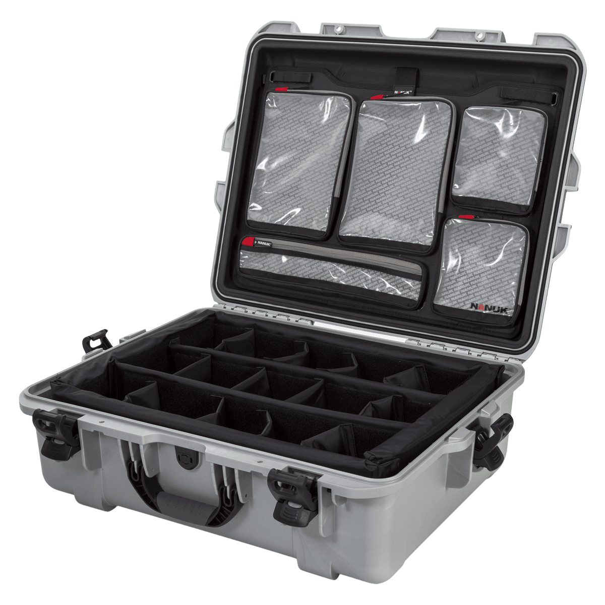 Nanuk 945 Hard Case with Lid Organizer/Dividers, Silver, 25.1 x 19 x 8.8 in, Carry Handle