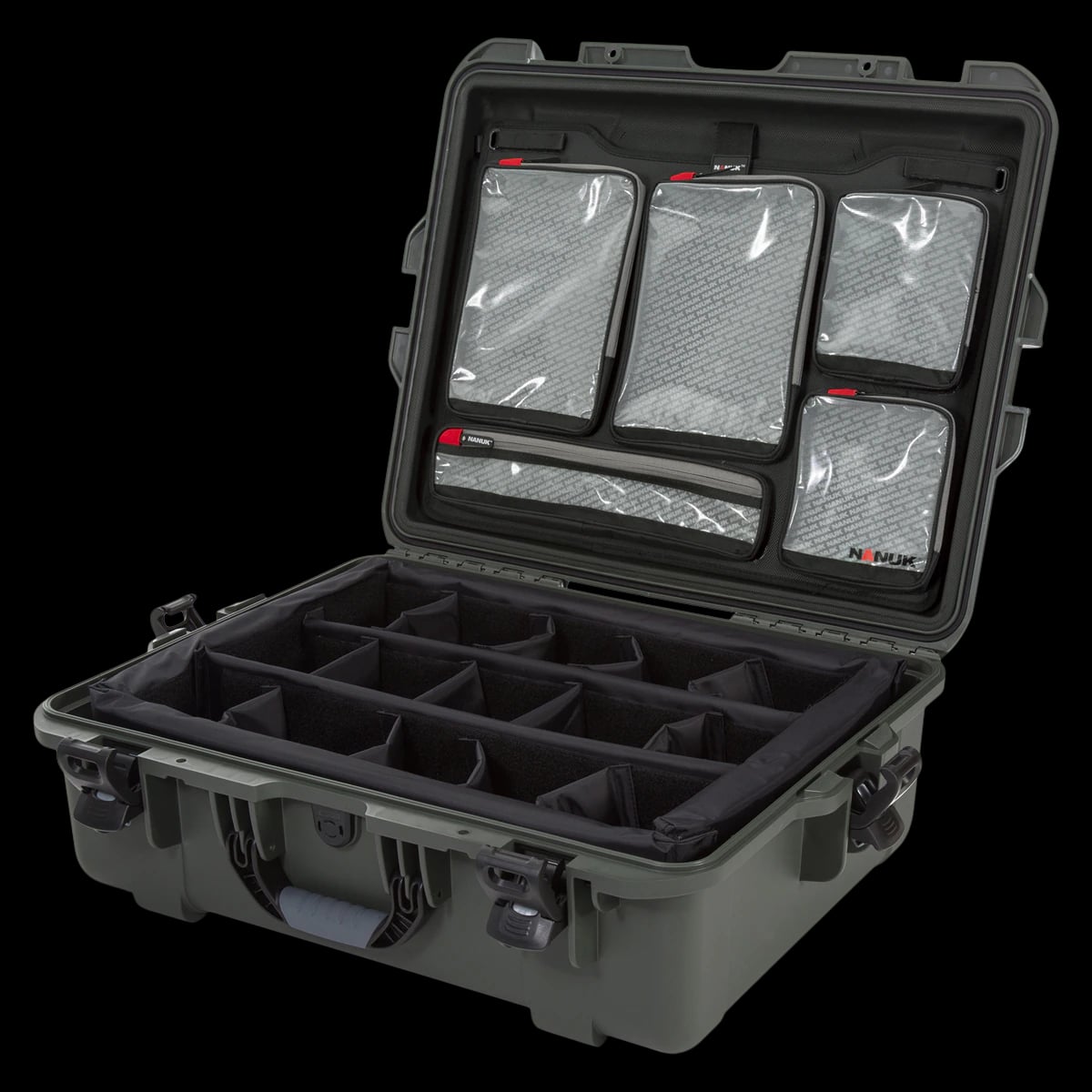 Nanuk 945 Hard Case with Lid, Organizer/Divider, Olive, 25.1 x 19.9 x 8.8 inches, with Carry Handle