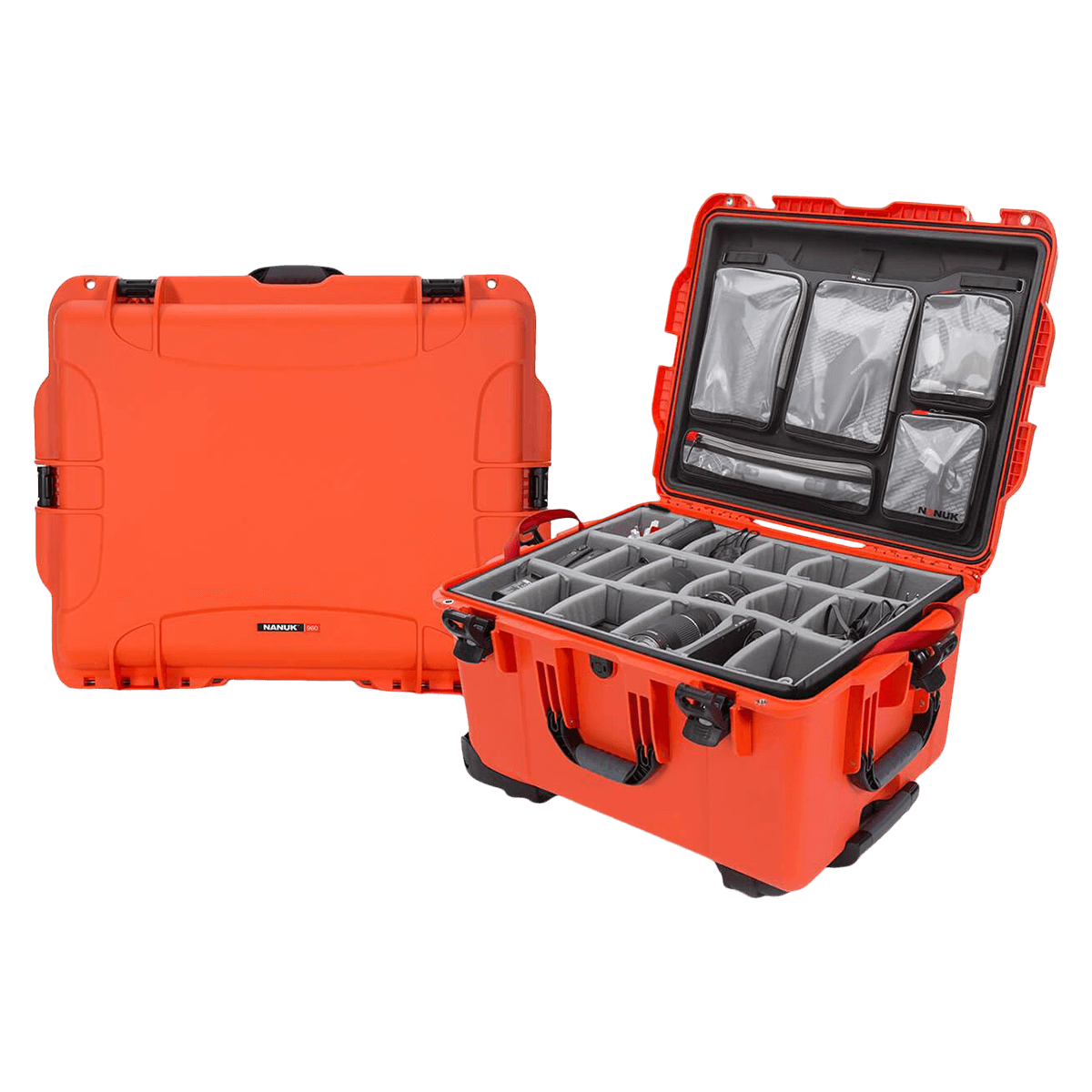 Nanuk 960 Waterproof Hard Case with Lid Organizer Divider, Orange, 25.4 x 20 x 14.5 in