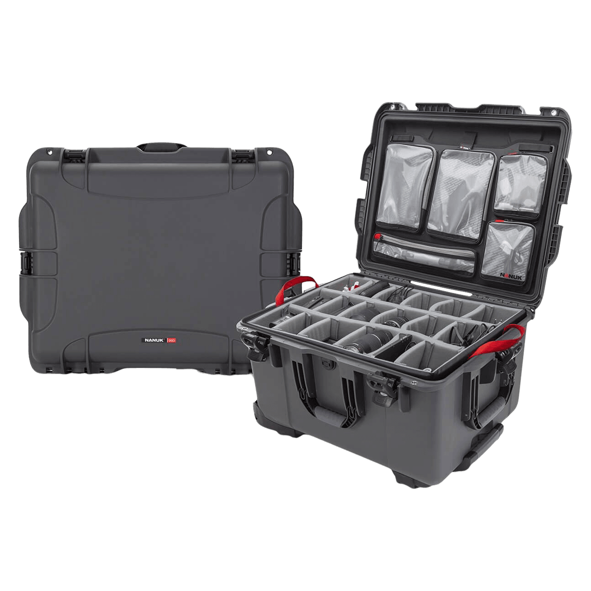 Nanuk 960 Waterproof Hard Case with Lid Organizer Divider, Graphite, 25.4 x 20 x 14.5 in, Carry Handle