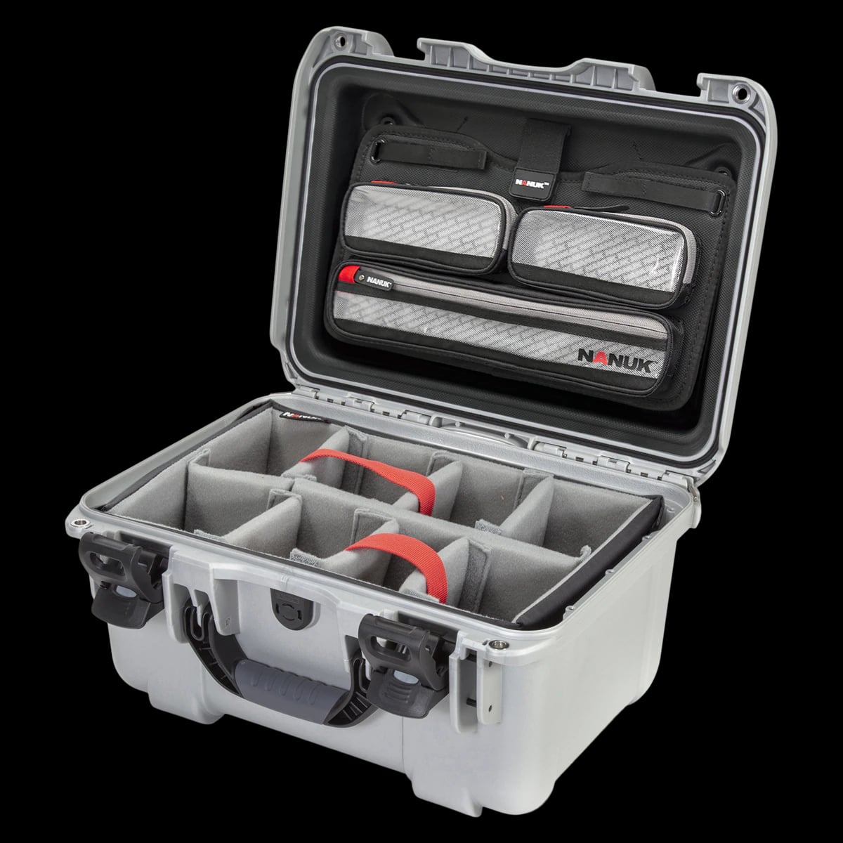 Nanuk 918 Waterproof Hard Case with Lid Organizer Divider, Silver