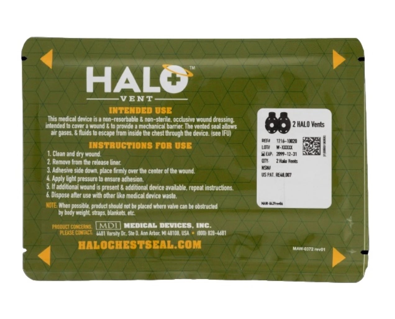 HALO VENT IFAK - Vented Chest Seal, Transparent