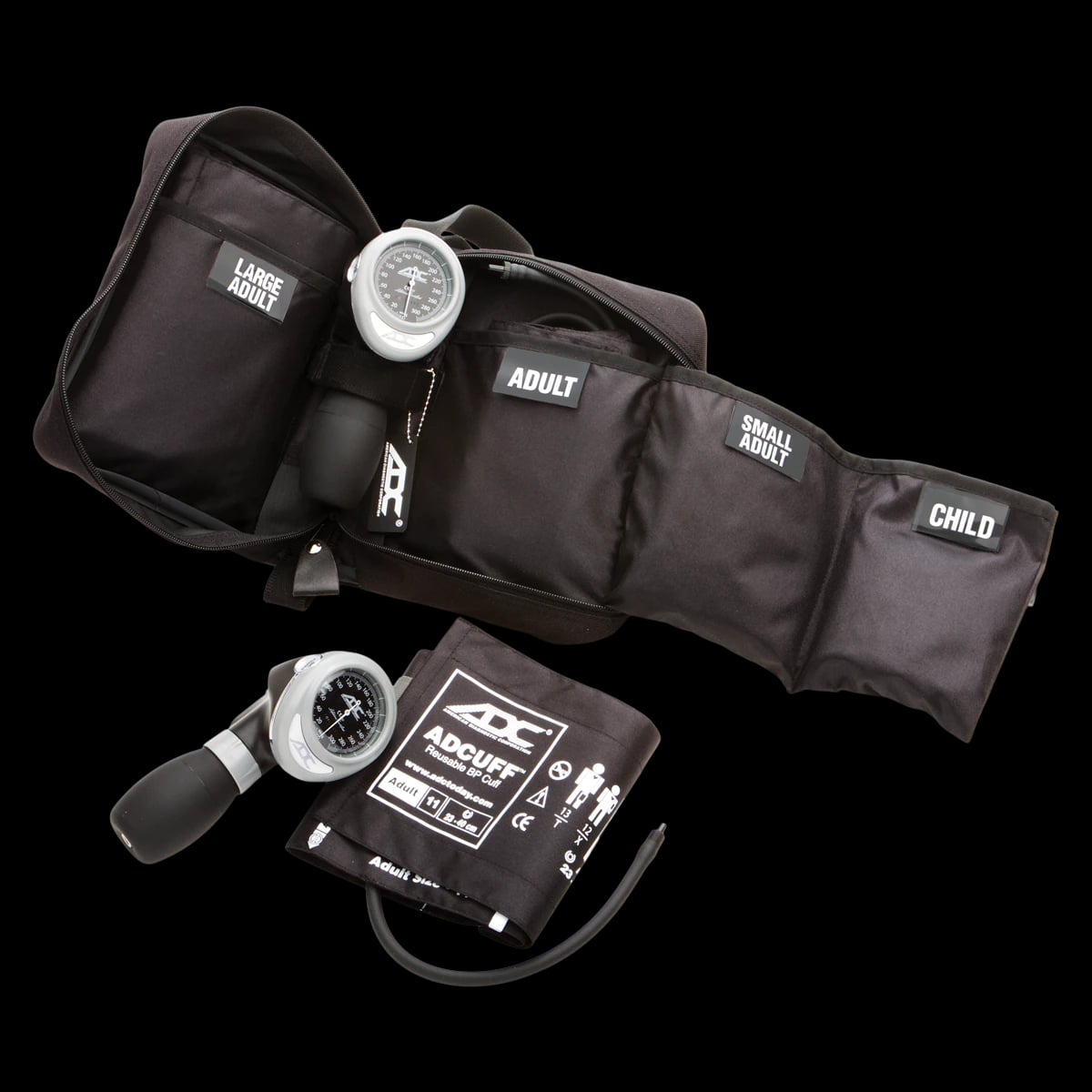 American Diagnostic MultiKuf Blood Pressure Cuff Kit, Size 9-12, Black, Latex-Free, Arm Dial Display, Each