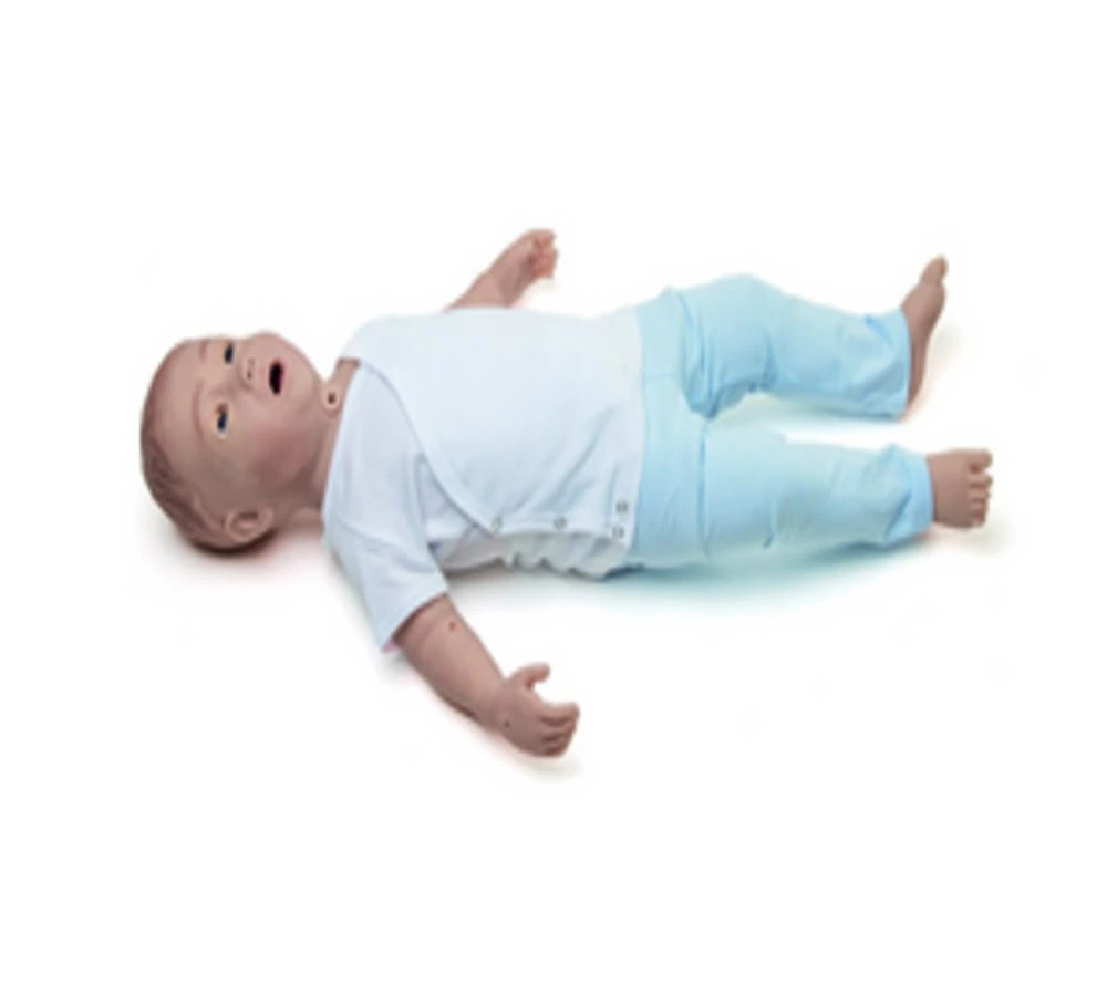 Laerdal SimBaby Full Body/Tracheostomy Training Manikin, 28" Medium Skin Baby, with Clothing, Trolley Bag, and Accessories