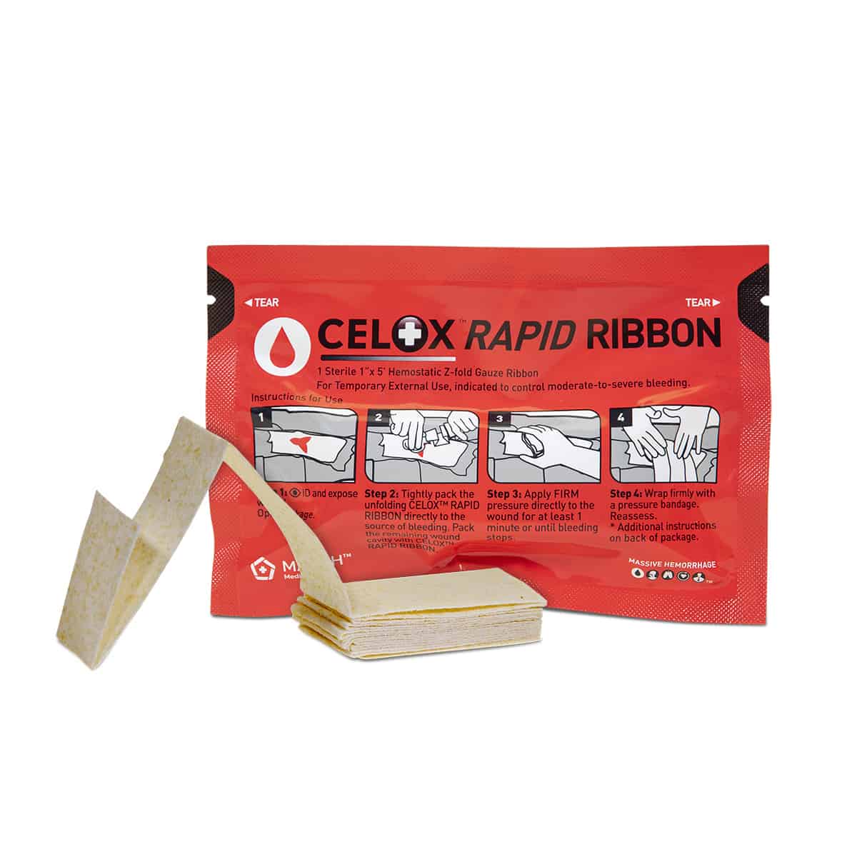 Celox Rapid Ribbon Hemostatic Gauze, 150/Case