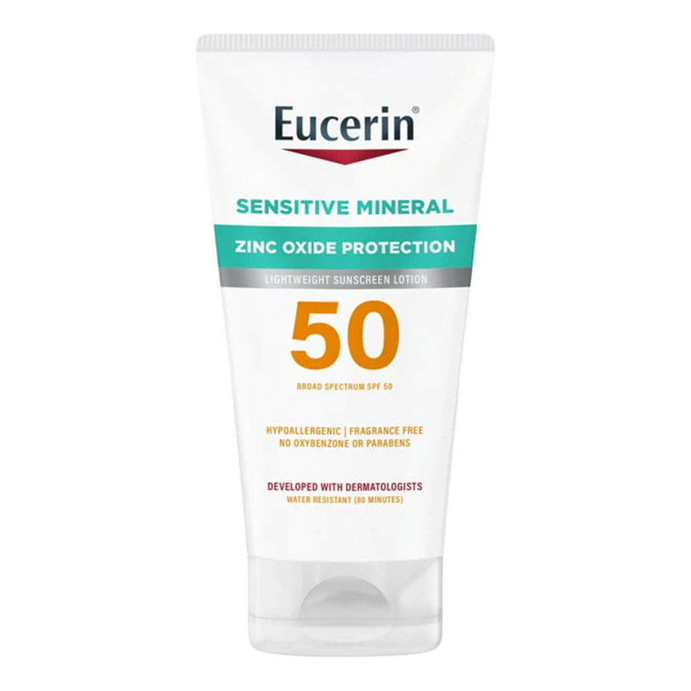 Eucerin Sun Sensitive Skin Sun Lotion SPF 50, Fragrance Free, 4 oz Tube, 12/Case