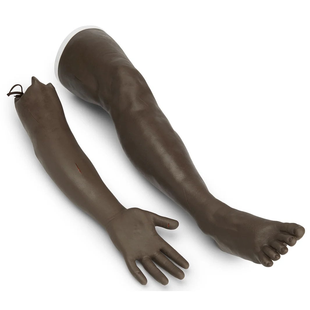 Life/form Arm/Leg Suture Training Simulator Set, Dark Skin, Soft Vinyl, 3 Pre-Existing Wounds