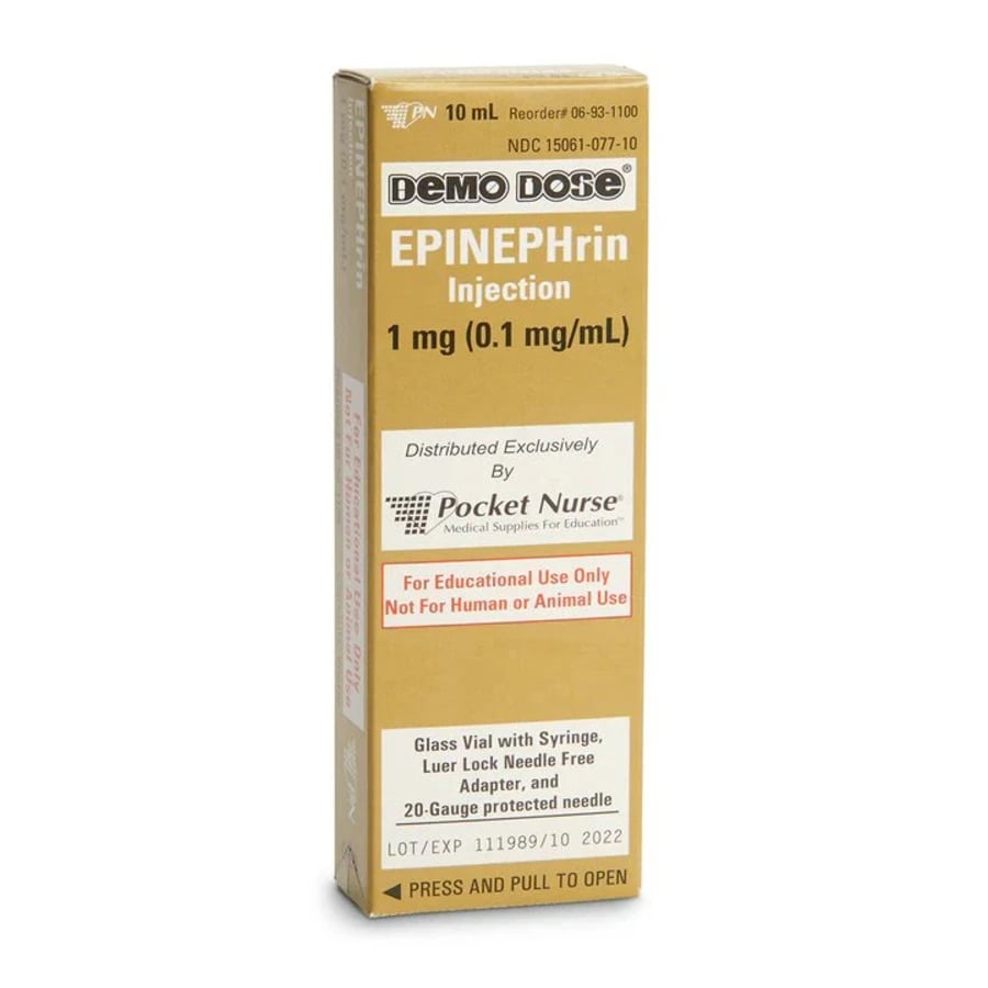 Nasco Healthcare Demo Dose Epi Vial Trainer, Simulated Epinephrine Injection Vial, 10 mL, Each