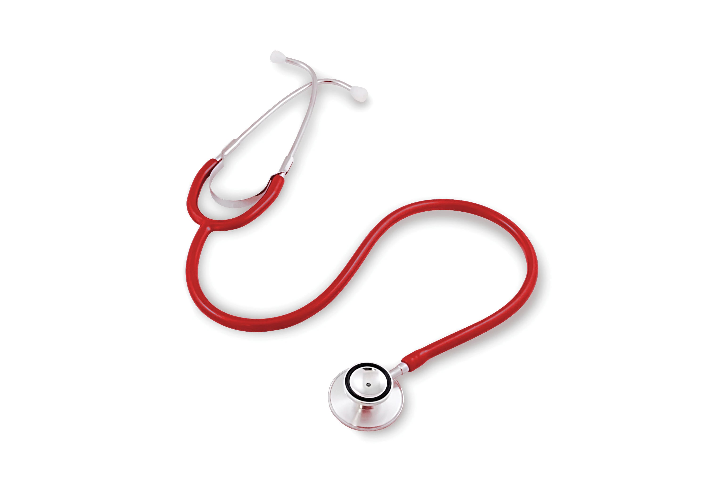 Medsource International Dual Head Stethoscope, Red, 22" PVC Y-Tubing, Reusable