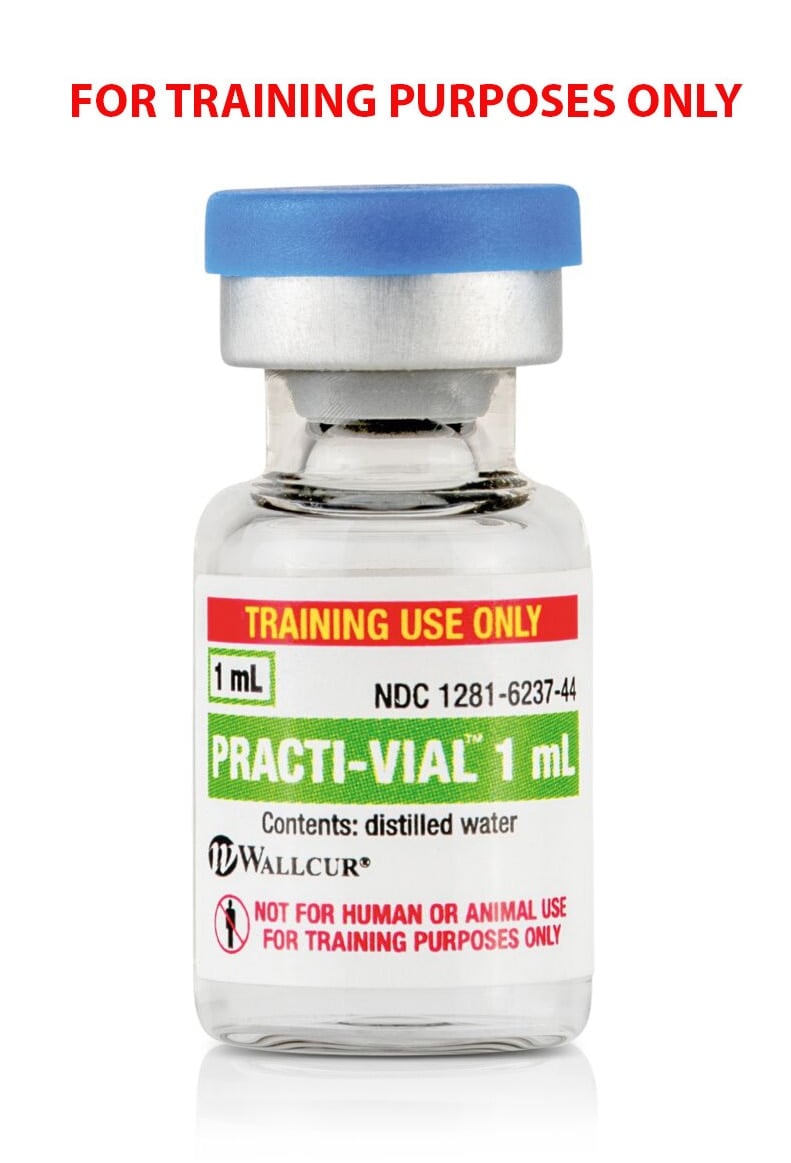Wallcur Practi-Vial Simulated Medication Vial, 1 mL Distilled Water, 40/Package