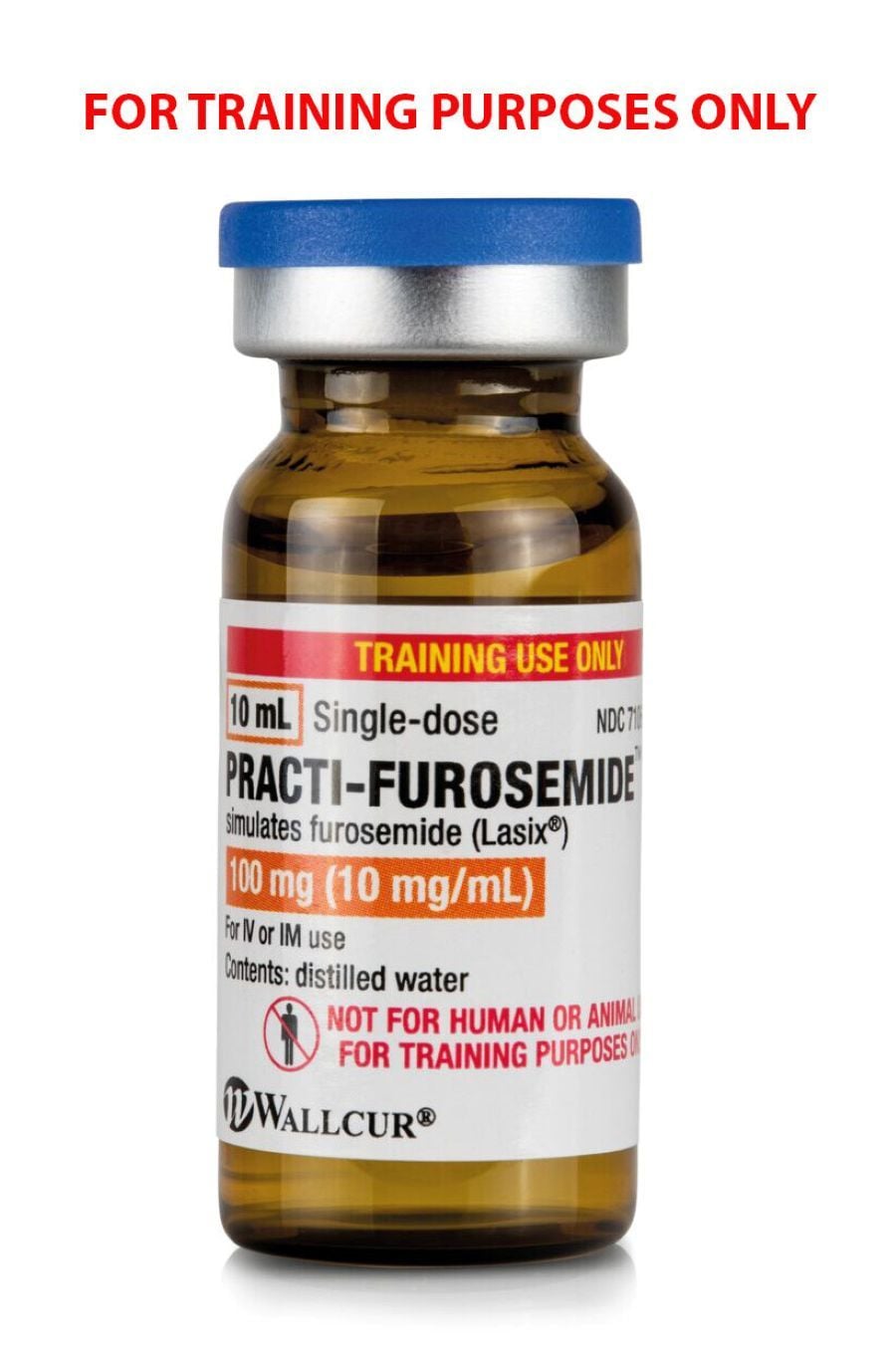 Practi-Furosemide Simulated Medication Amber Vial, 10mL Distilled Water, 30/Package