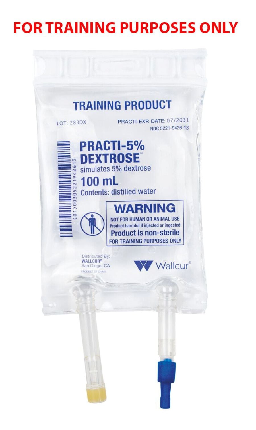 Practi-5% Dextrose IV Training Simulated Medication, 100 mL, 3/Package