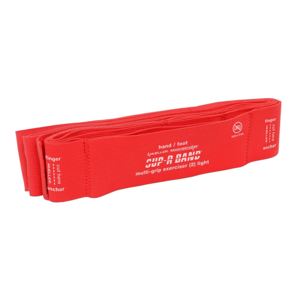 Mueller Sports Medicine Sup-R Band MultiGrip Resistance Training Band, Red, Light Resistance, 6ft