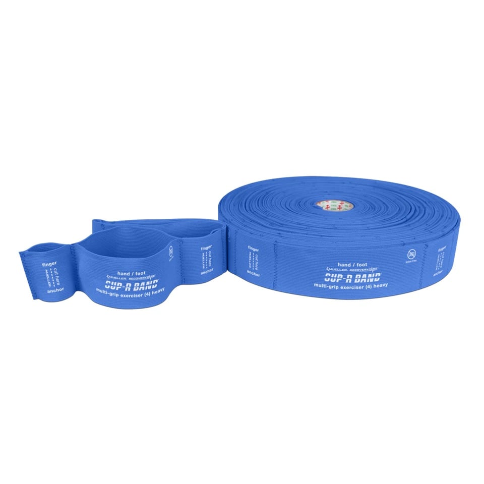 Mueller Sports Medicine Sup-R Band MultiGrip Resistance Training Band, Blue Heavy, 30 yd Roll