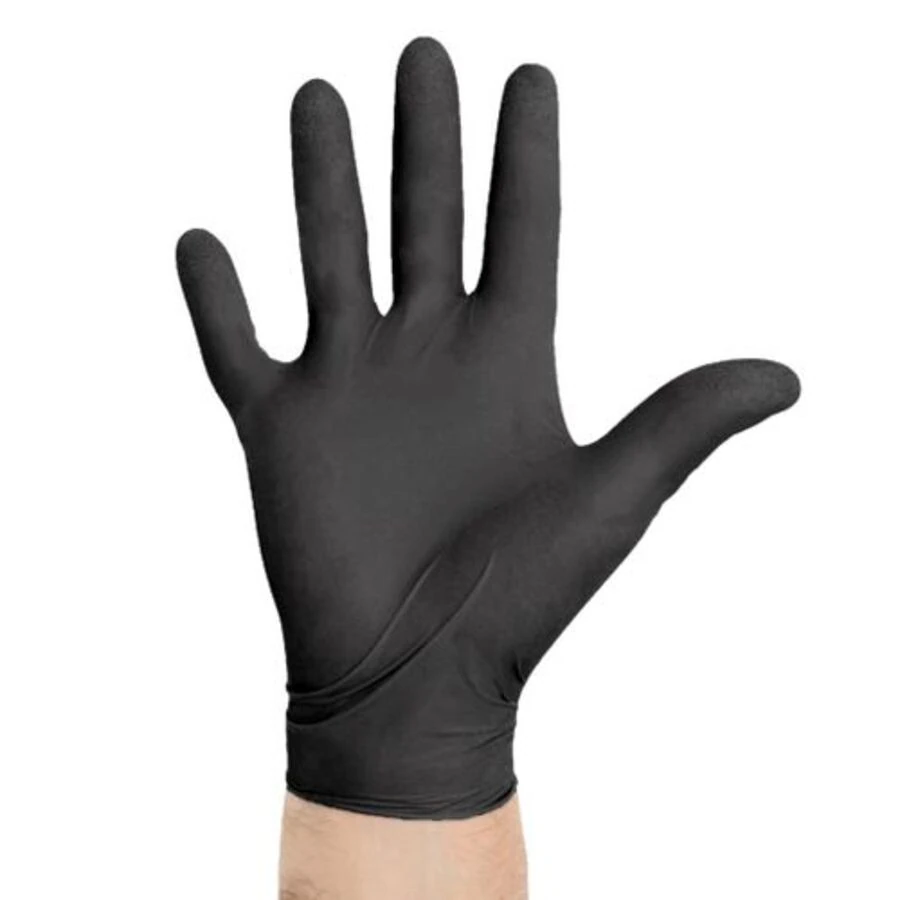 HALYARD Black Nitrile Exam Gloves, Small, Powder-Free, Non-Sterile, Chemo Rated, Textured Fingertips, 100/Box