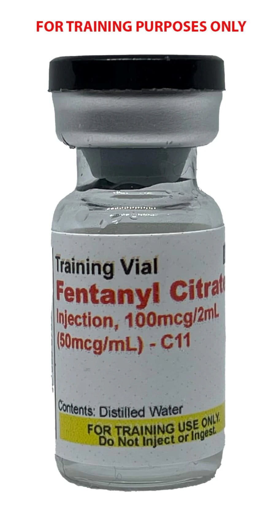 Mockmeds Fentanyl Citrate Injection 100mcg/2mL Simulated Medication Vial, 2mL Distilled Water, 25/Case