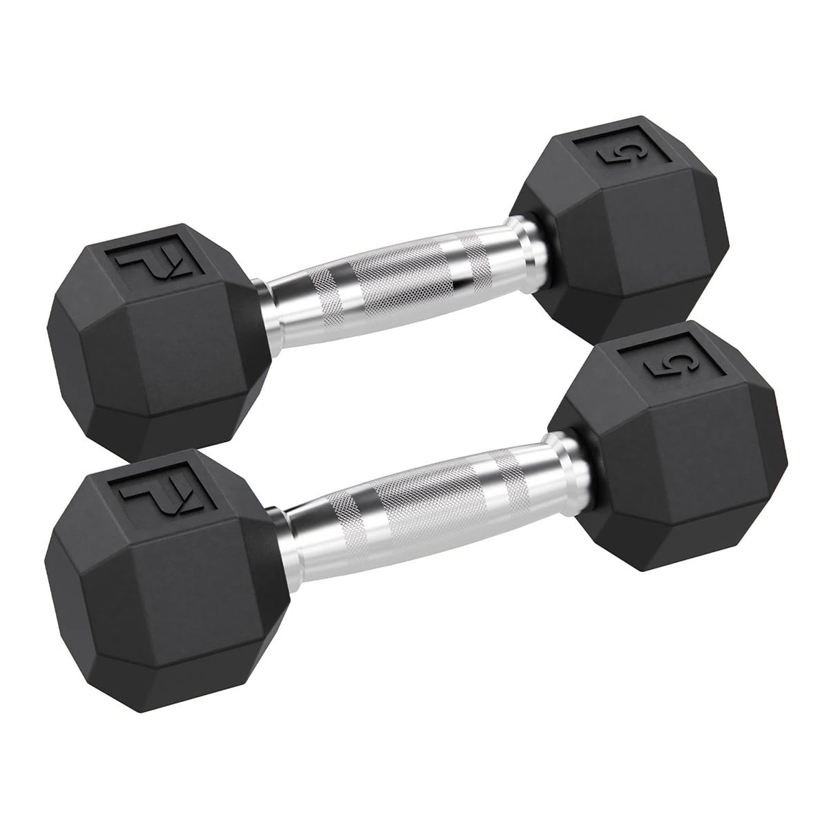 Power Systems Rubber Hex Dumbbell, Pair, Black
