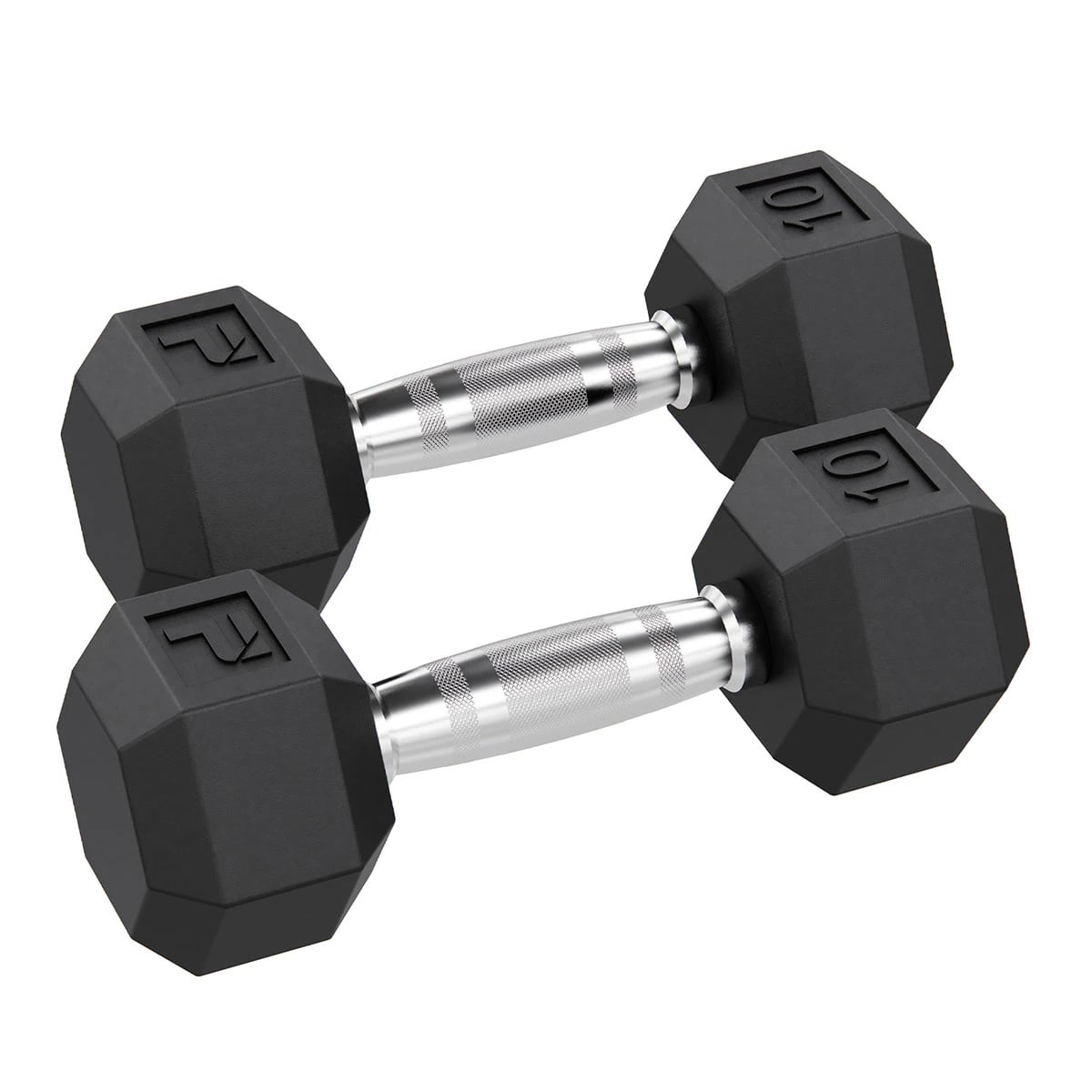 Power Systems Rubber Hex Dumbbell, Pair, Black