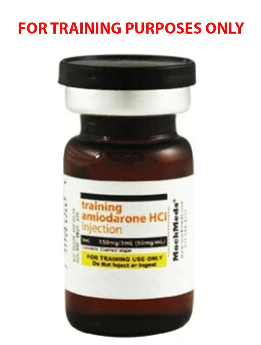 Mockmeds Amiodarone HCl Injection 150mg/3mL Simulated Medication Vial (50mg/mL, Distilled Water), 25/Case