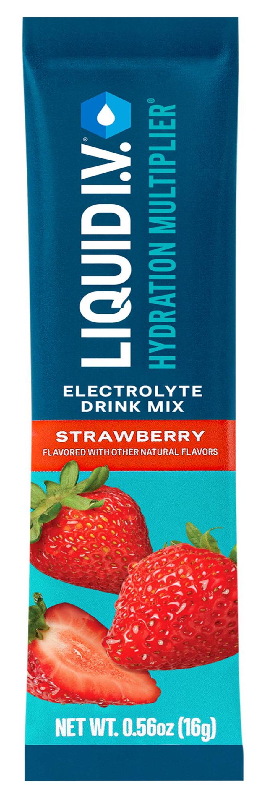 Liquid IV Hydration Multiplier Electrolyte Powder, Strawberry, Single-Use Packet, 1/Pk