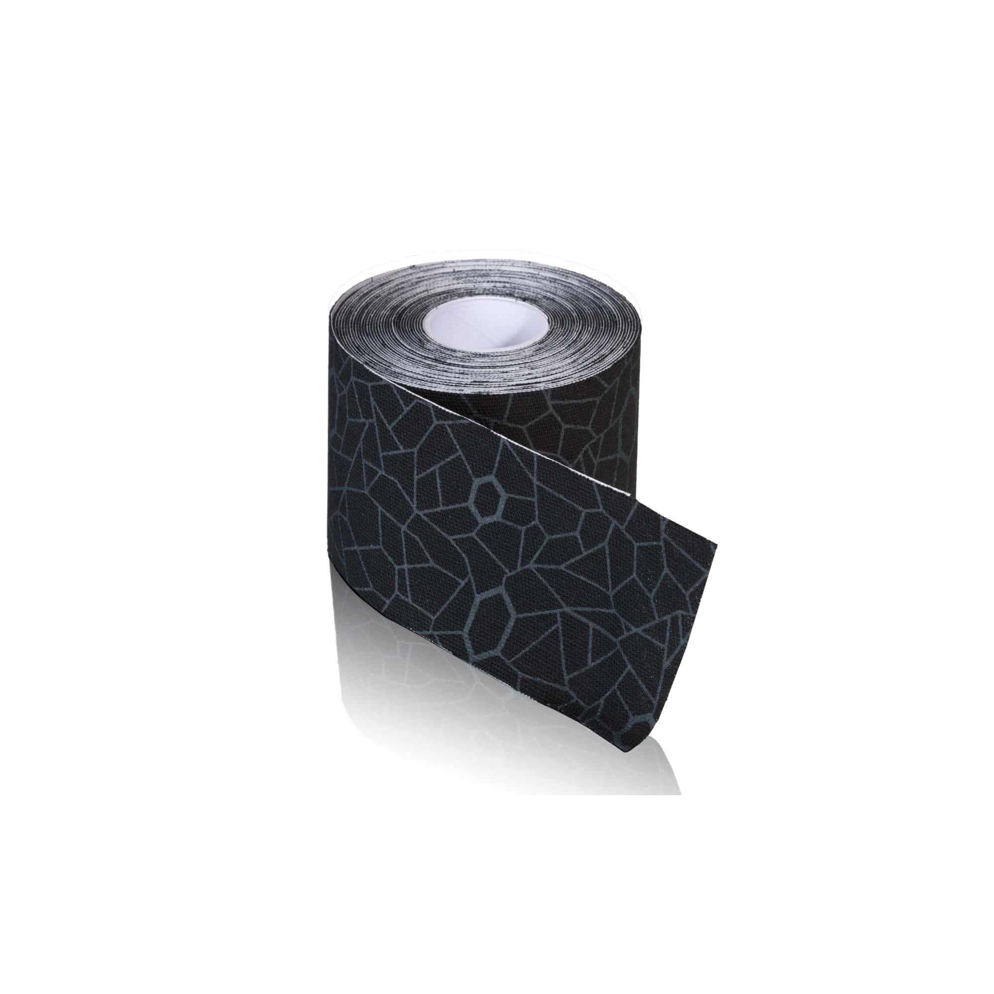 TheraBand Kinesiology Tape, 2" x 16.4 ft, Black/Gray, 98% Cotton/2% Spandex, Latex-Free, Each