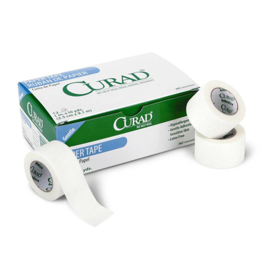Curad Paper Adhesive Tape, 2" x 10 yd, White, 6 Rolls/Case