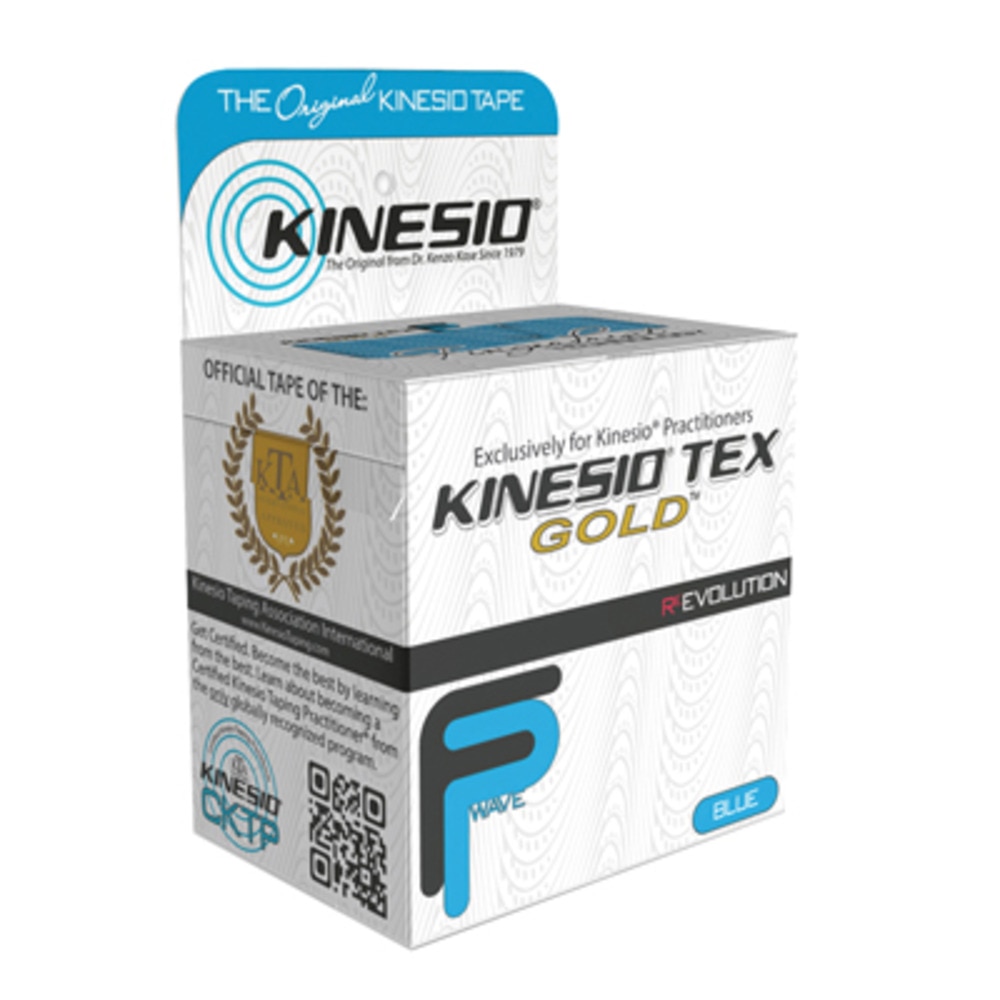 Kinesio Tex Gold FP Kinesiology Tape, Cotton Fabric, 2" x 5.5 yd, Blue, 6 Rolls per Pack