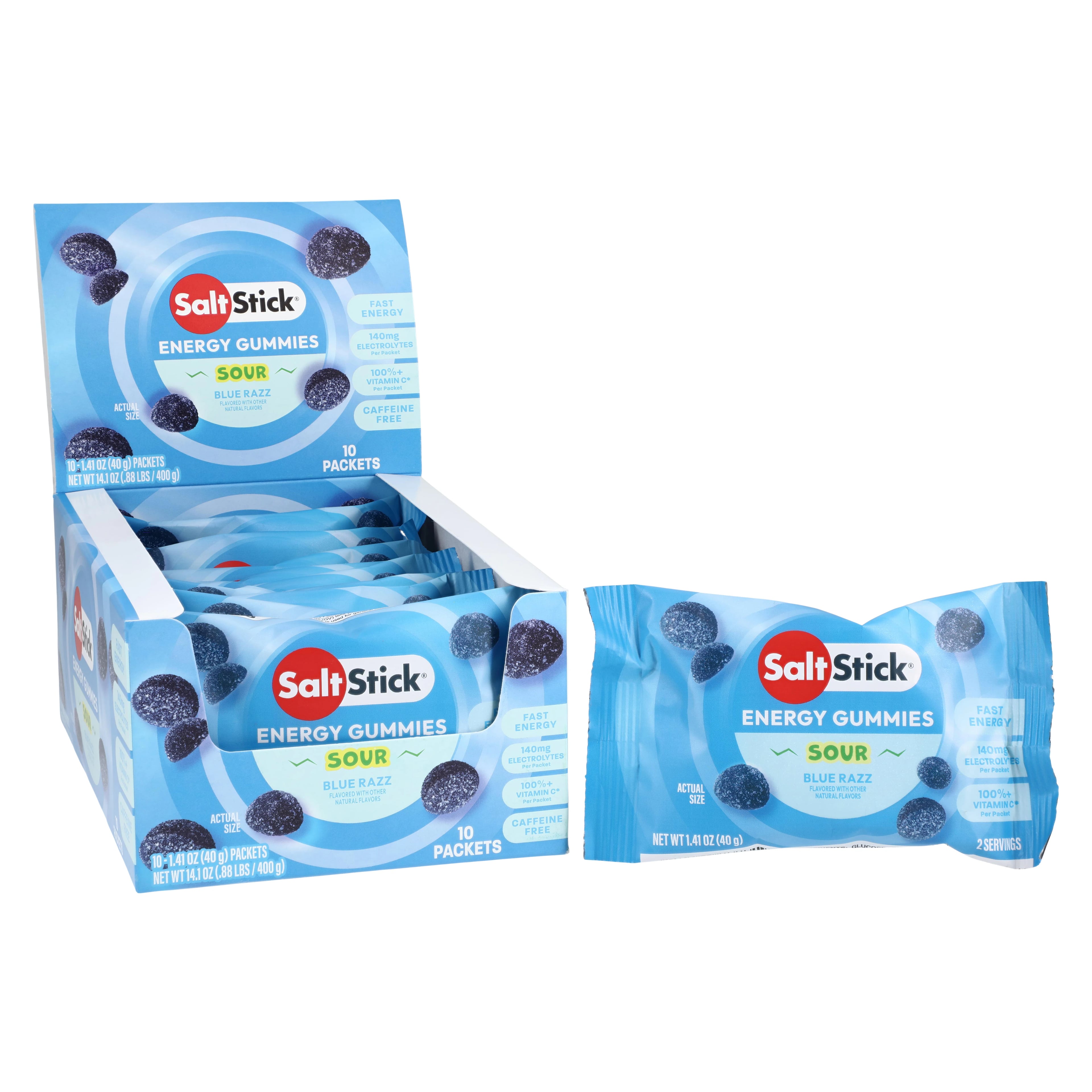SaltStick Electrolyte Chews, Blue Raspberry, 10 Count Packets per Carton