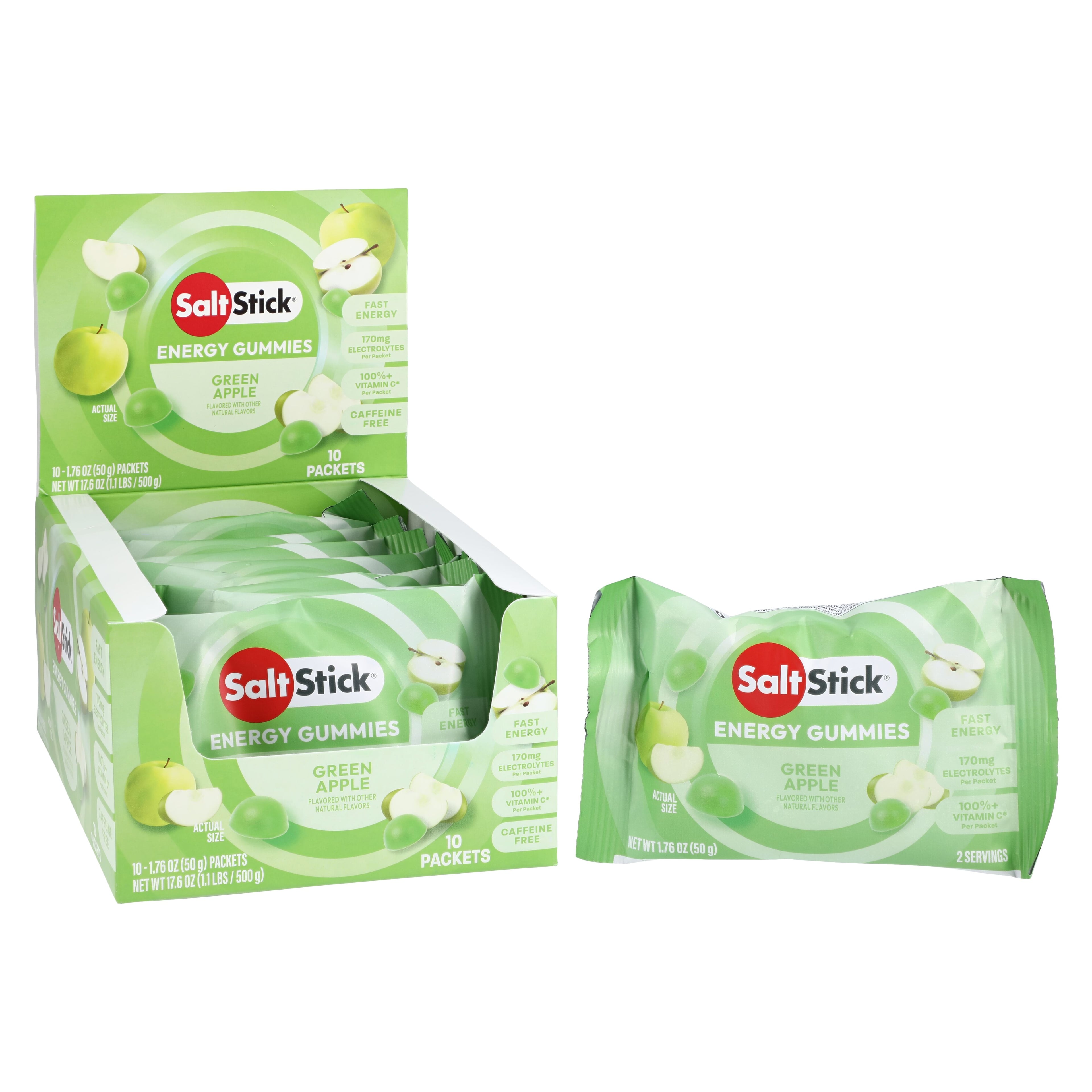 SaltStick Electrolyte Chews, Green Apple, 10 Count Packets per Carton