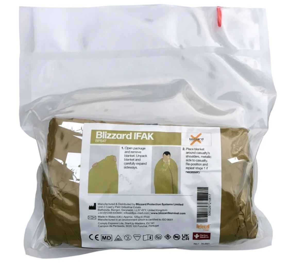 Blizzard IFAK Emergency Blanket, Compact Thermal Rescue Blanket