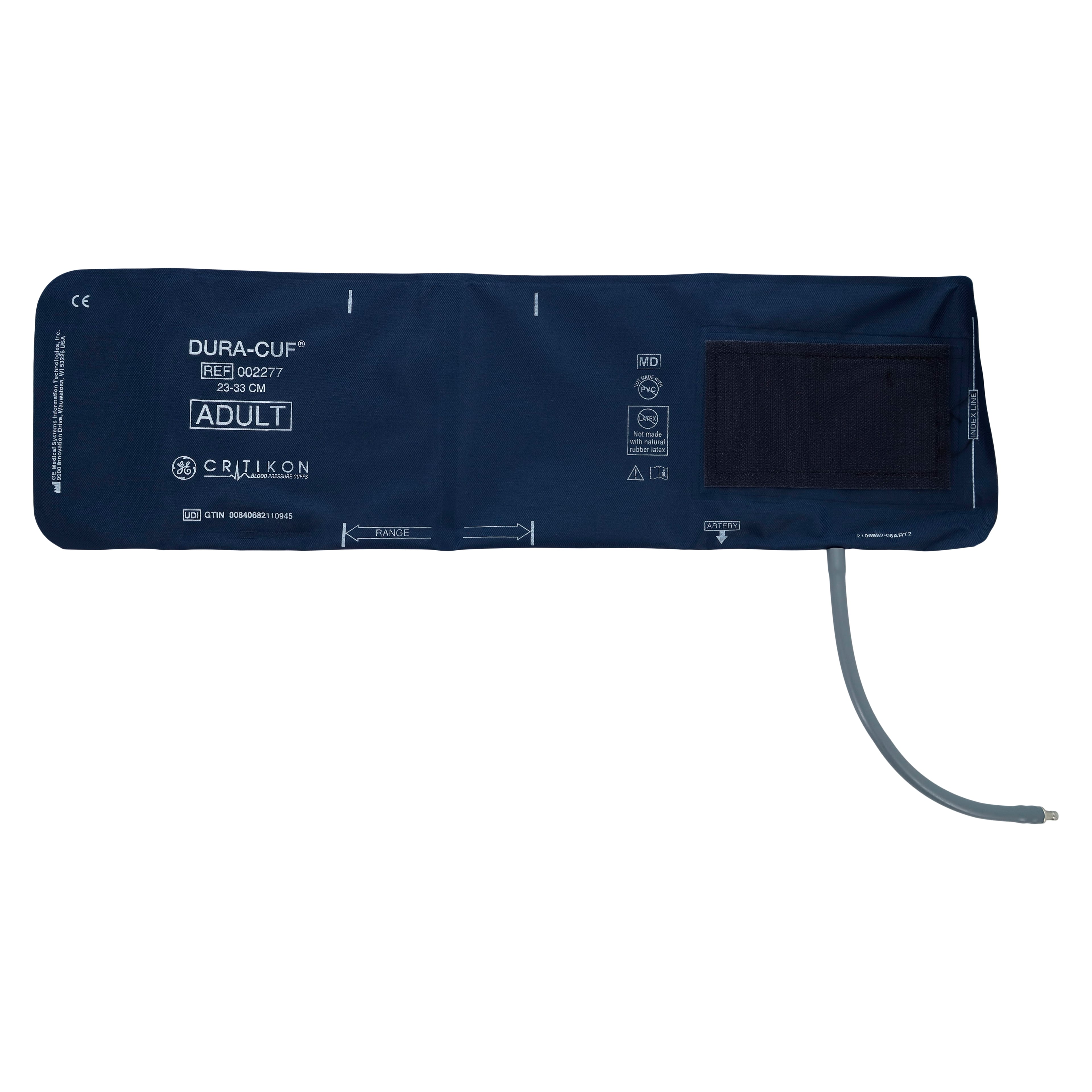 Critikon Dura-Cuf Blood Pressure Cuff, Adult, One-Tube, Navy Blue, Latex-Free