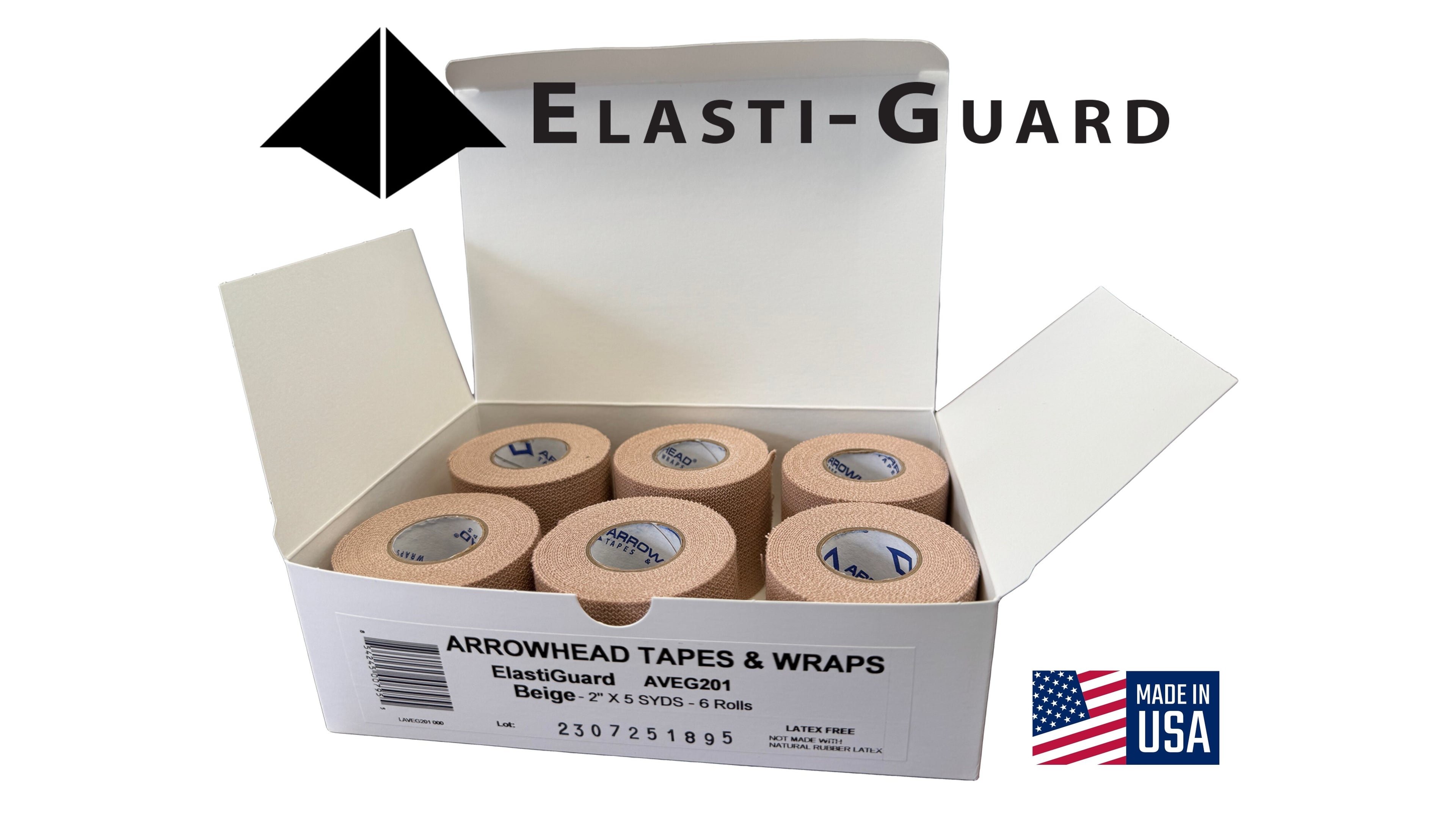 Elasti-Guard Athletic Tape, Cotton/Elastic, 2" x 5 yd, Beige, Non-Sterile, Latex-Free, 12/Case