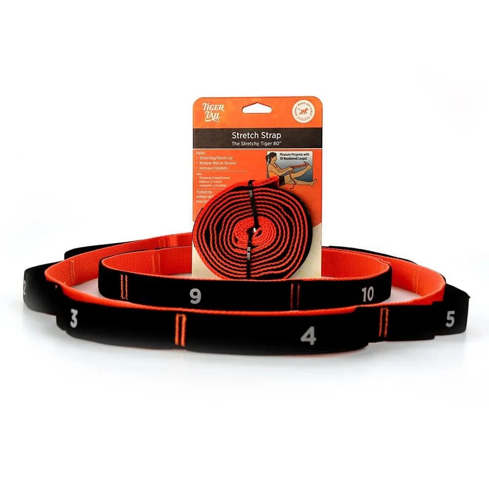 Tiger Tail Yoga Strap, Orange/Black