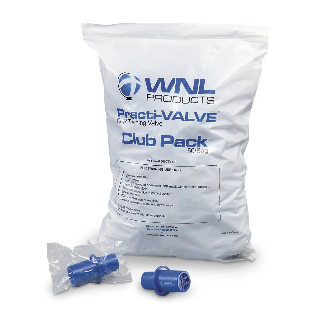 Practi-Valve CPR Training Valves, Individually Wrapped, 50/Bag