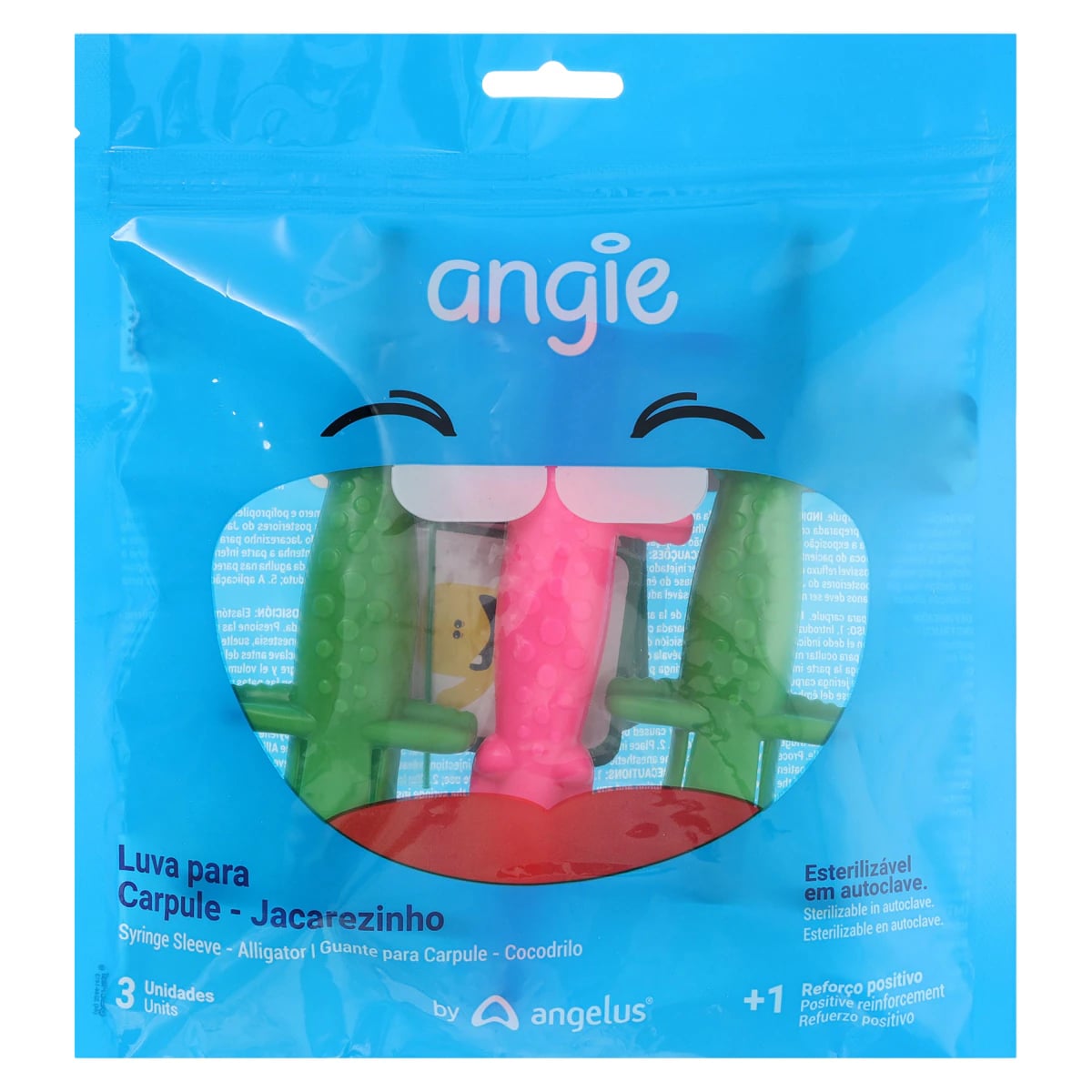 Angie Alligator Syringe Sleeve, 3/Pack (1 Pink, 2 Green + 3 Stickers), Autoclavable, #141