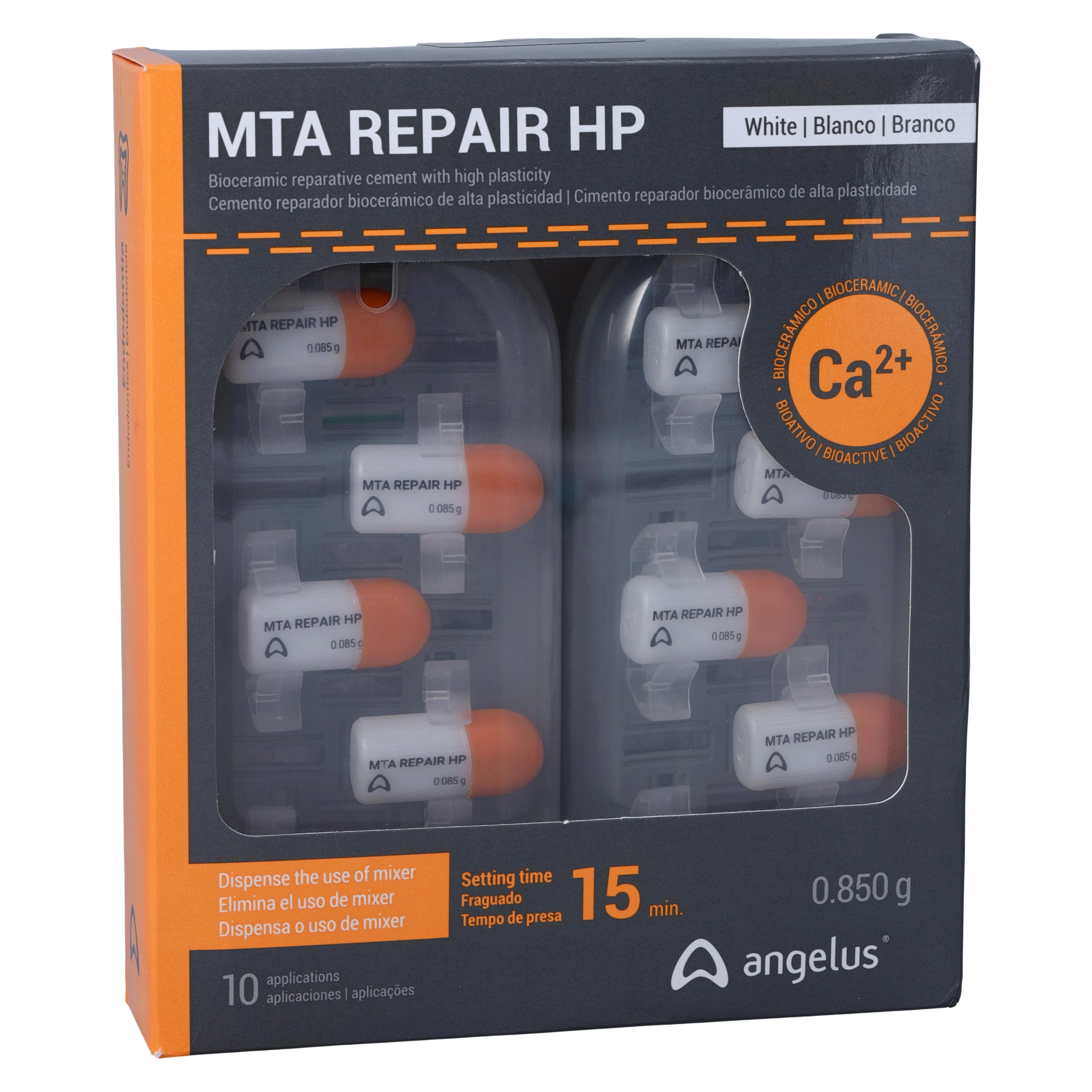 Angelus MTA Repair HP Bioceramic Root Canal Repair Cement, Putty Consistency, 10 Powder Capsules + 10 Liquid Vials, #8469