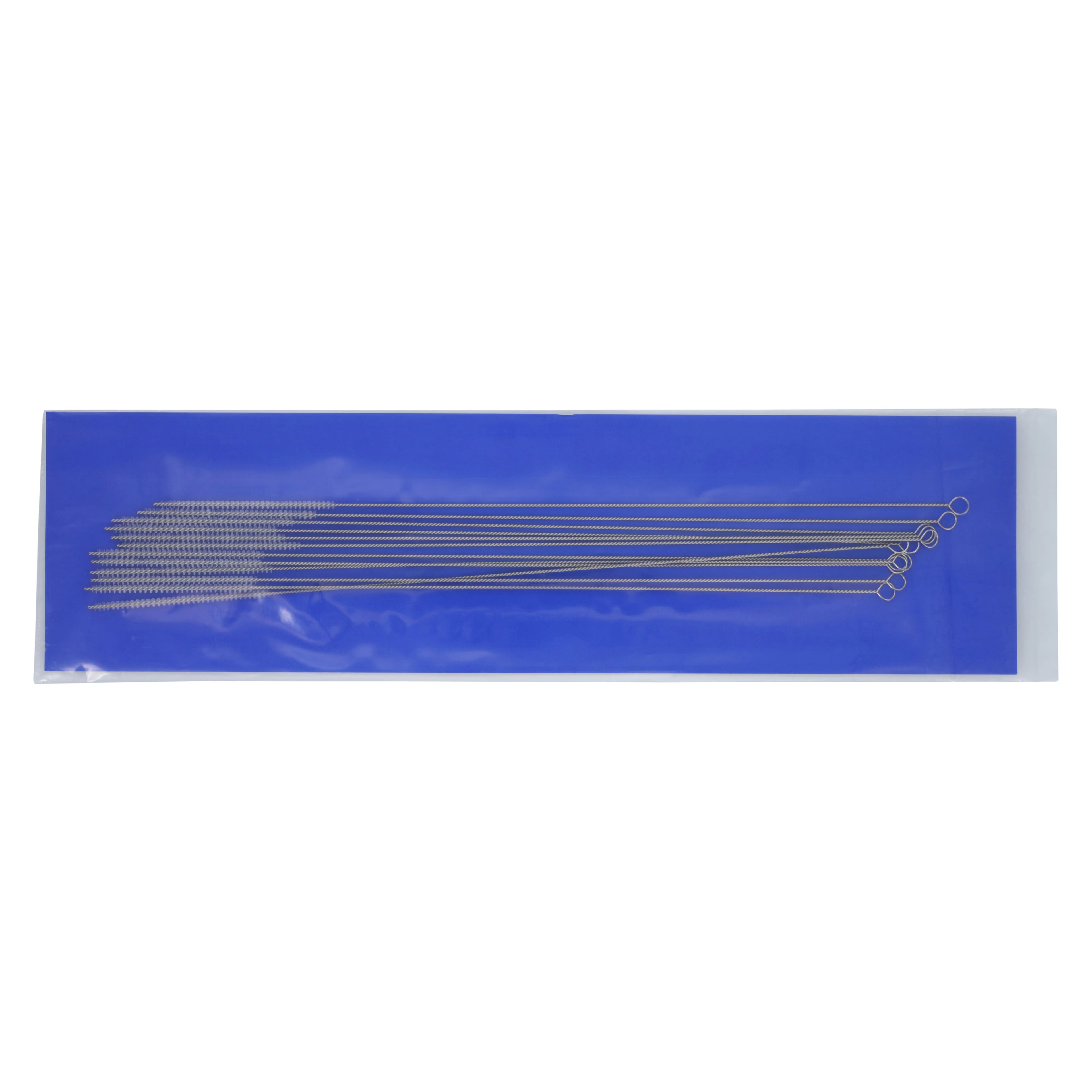 Quality Aspirators Small Cleaning Brushes for Aspirator Tips, 12 Inch, Stainless Steel Wire, White Nylon Bristles, Box of 12
