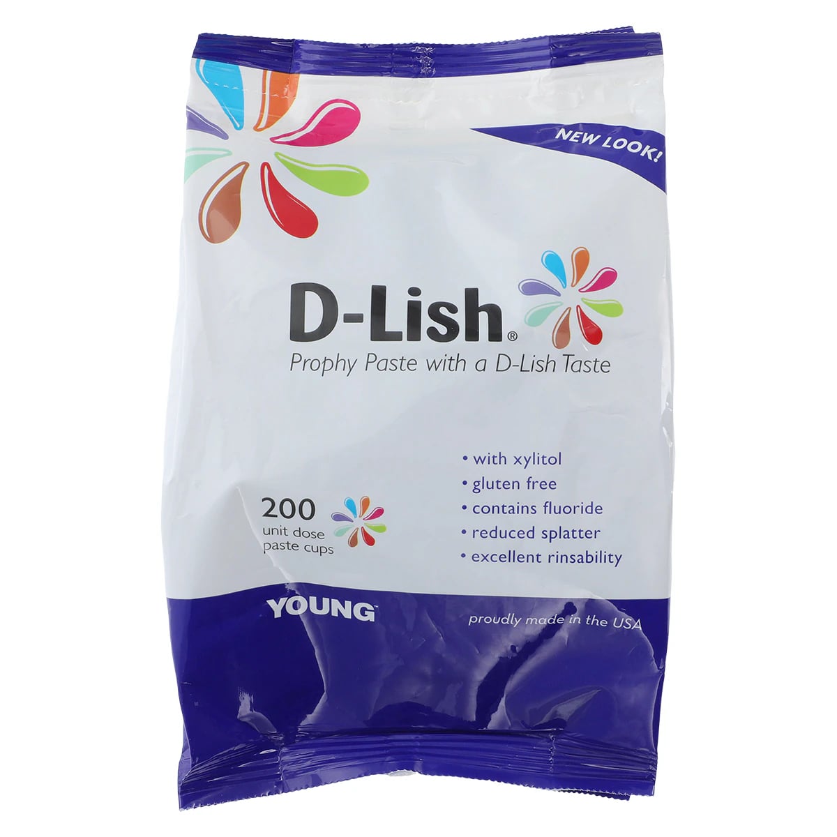 D-Lish Prophy Paste, Coarse, Mint Medley Assortmint, Unit Dose Cups, 1.23% Fluoride, Gluten-Free, 200/Box, 309020