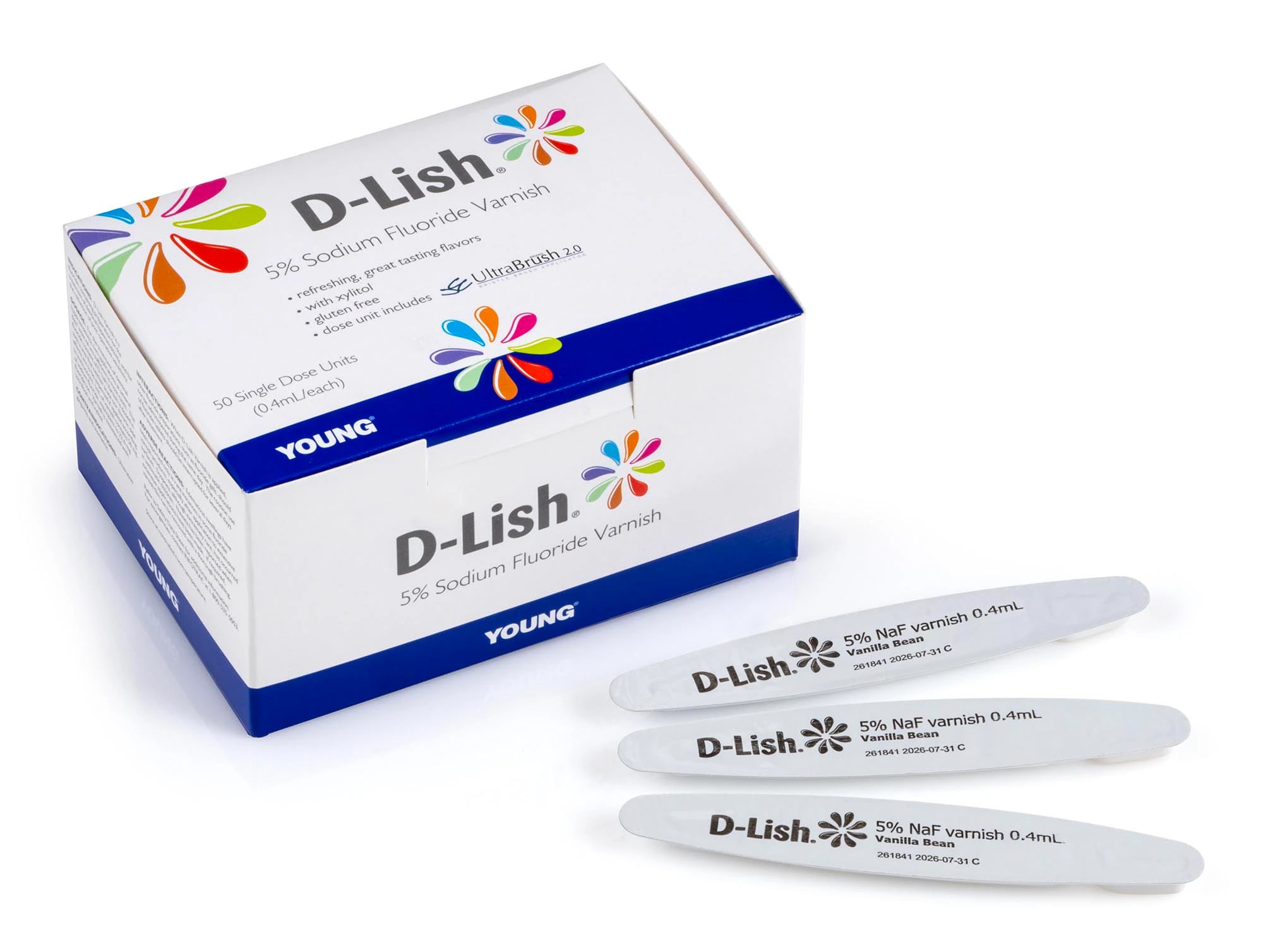 D-Lish Plus 5% Sodium Fluoride Varnish, Arctic Mint, 0.4 mL Unit Dose, 50/Box