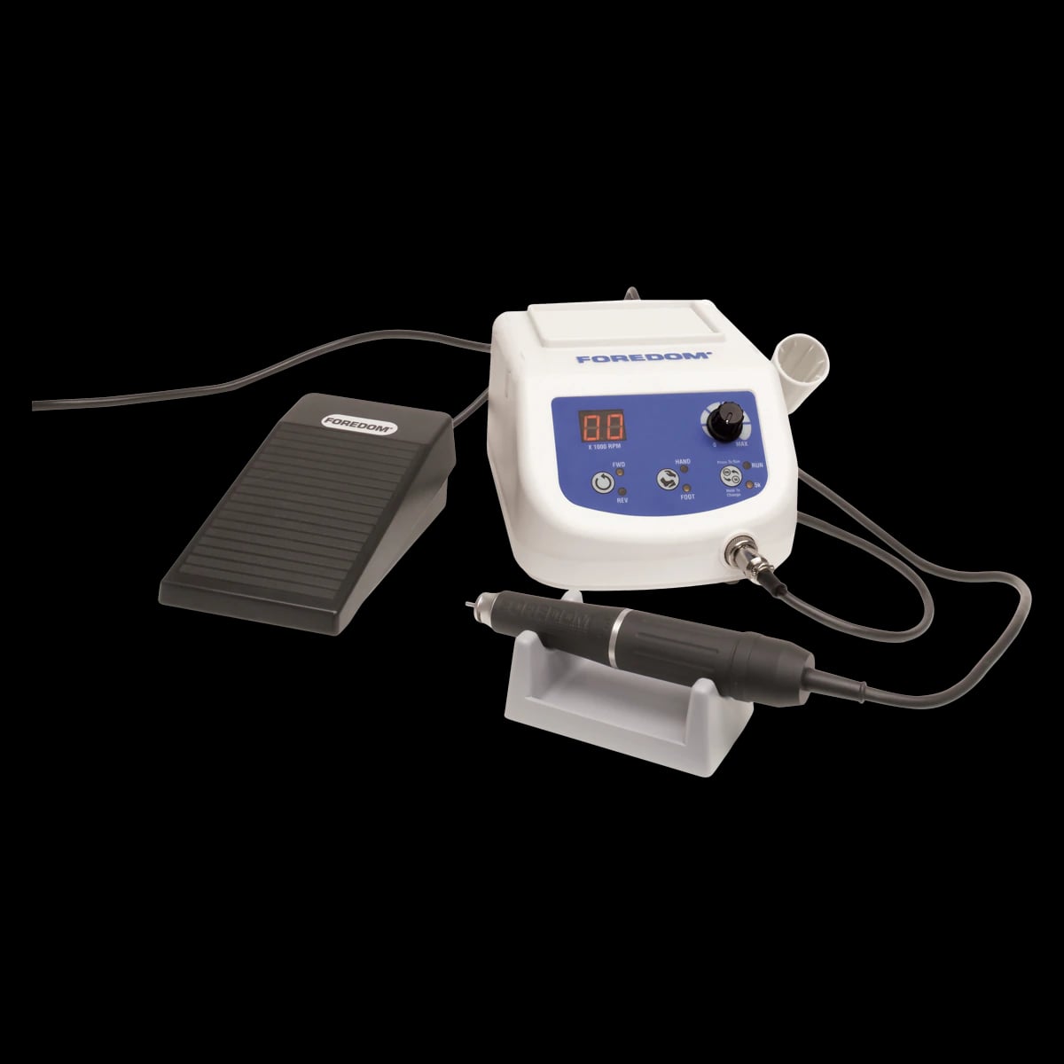 Foredom K.1040 High Speed Rotary Brushless Micromotor Kit, 50,000 RPM, 115/230V, with Handpiece, Foot Control, and Collets