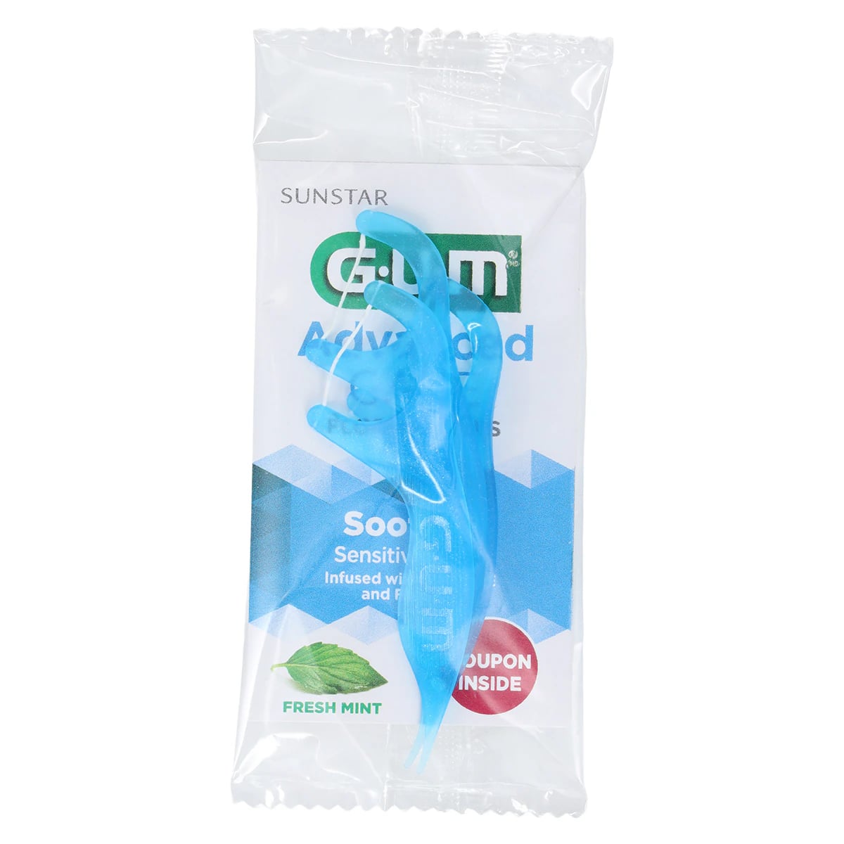 GUM Eez-Thru Advanced Care Flossers with Vitamin E and Fluoride, Fresh Mint, 3 Flossers/Pk, 48 Pks/Box, 888PQ