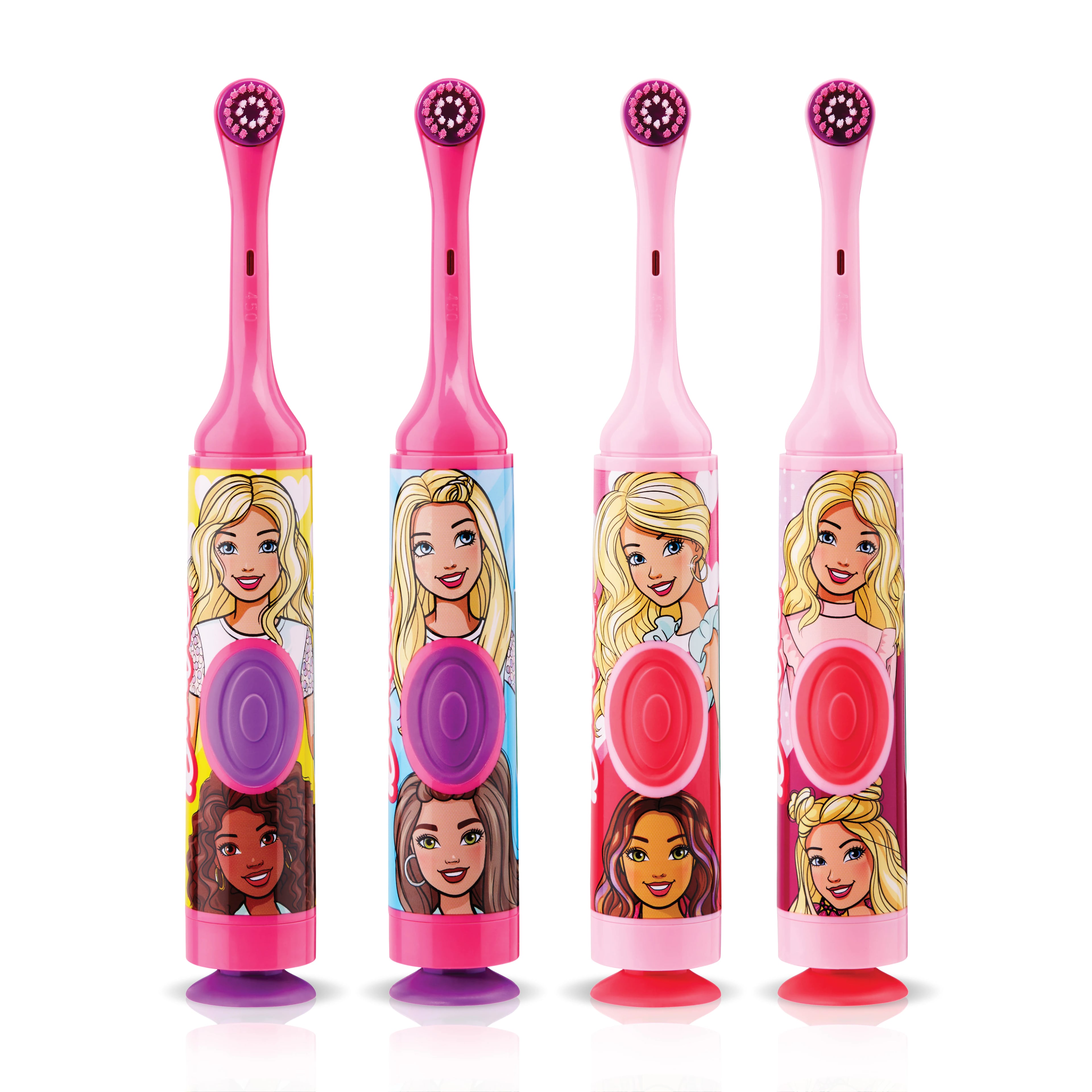 GUM Barbie Power Kids Toothbrush, Soft Bristles, Oscillating Round Head, Assorted 2 Colors, 12/Pk, 2273BAR