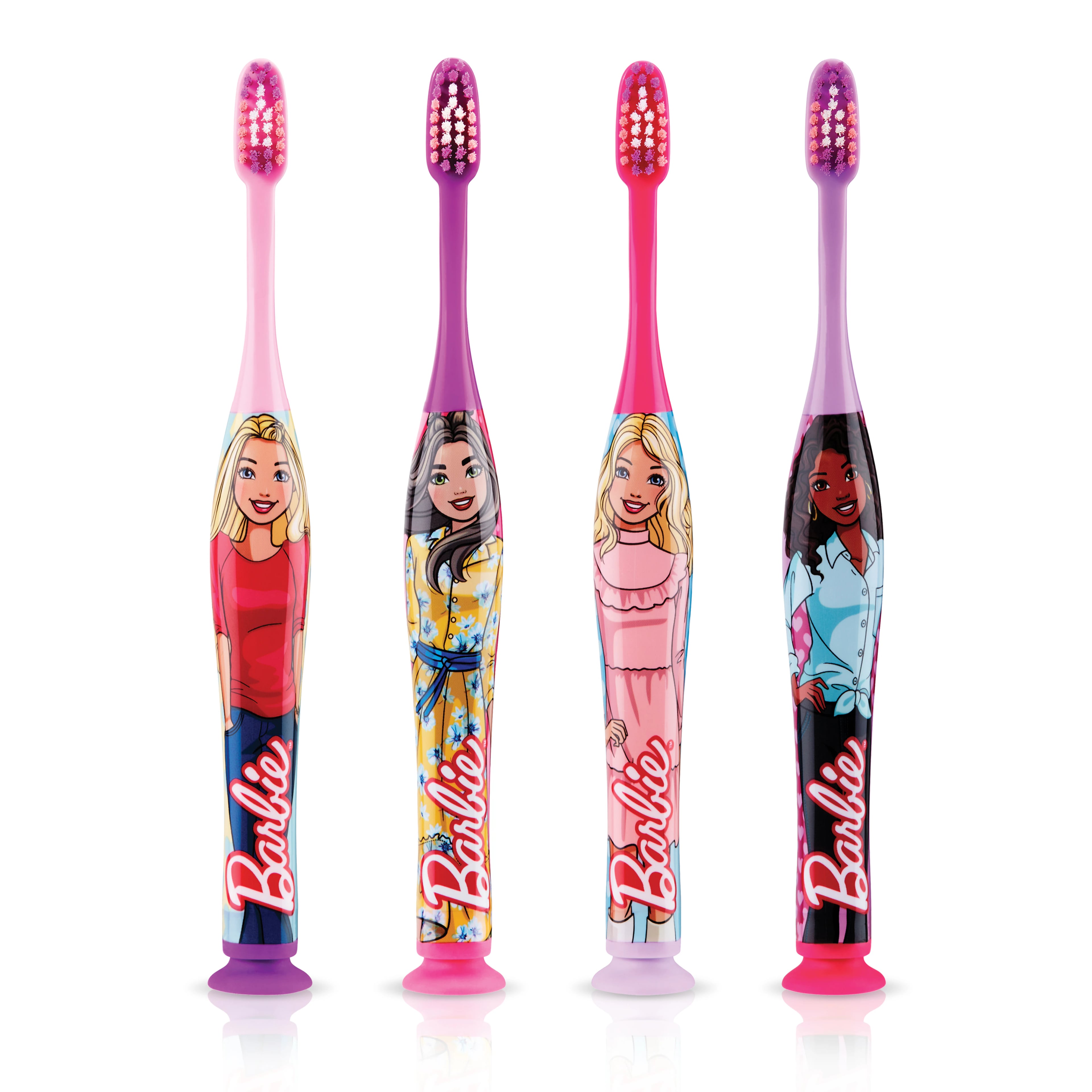 GUM Barbie Manual Kids Toothbrush, Ultra Soft, Assorted Designs, 12/Pk