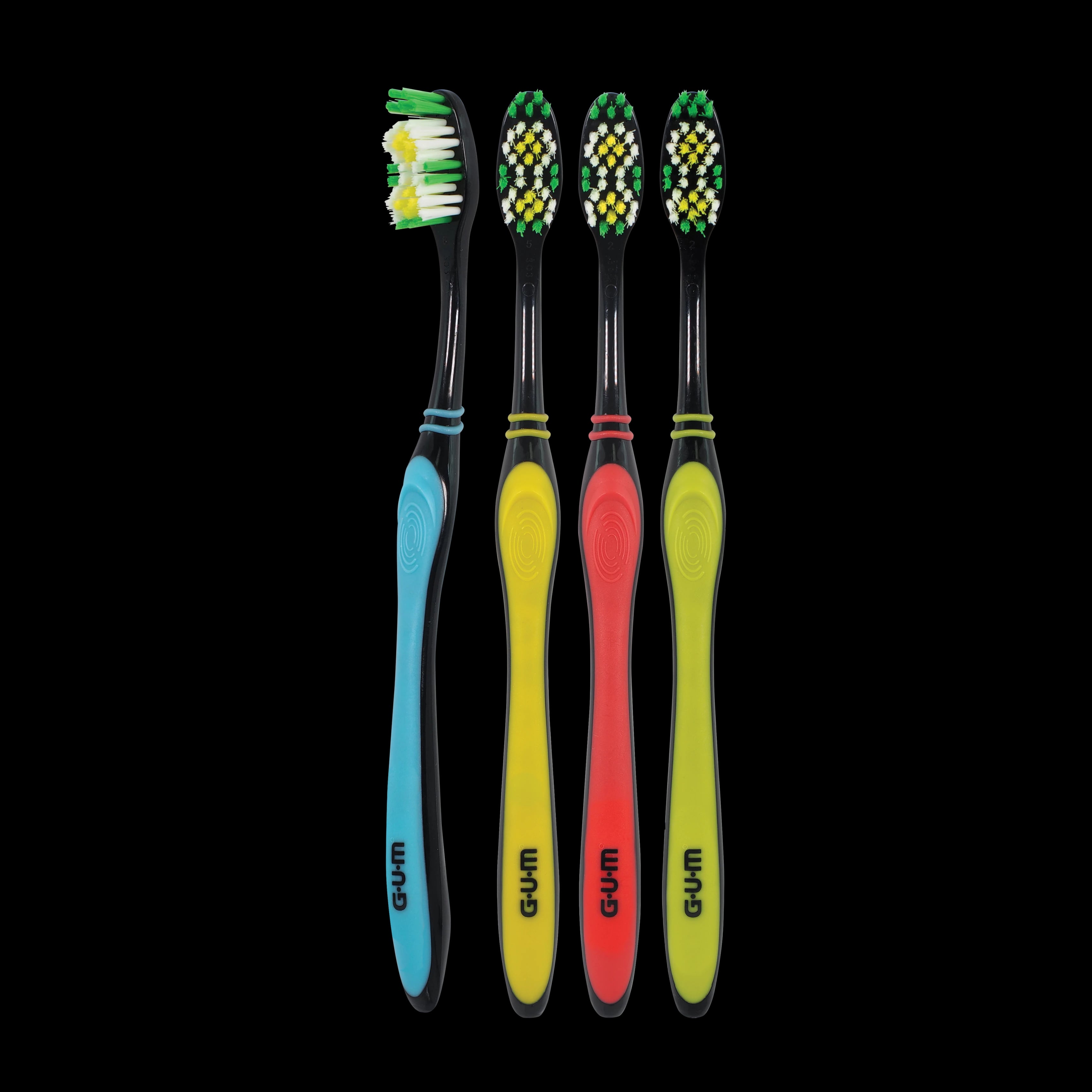 GUM® Multi-Clean Manual Toothbrush, Soft, Medium Head, Assorted Colors, 12/Pack, 135RA1