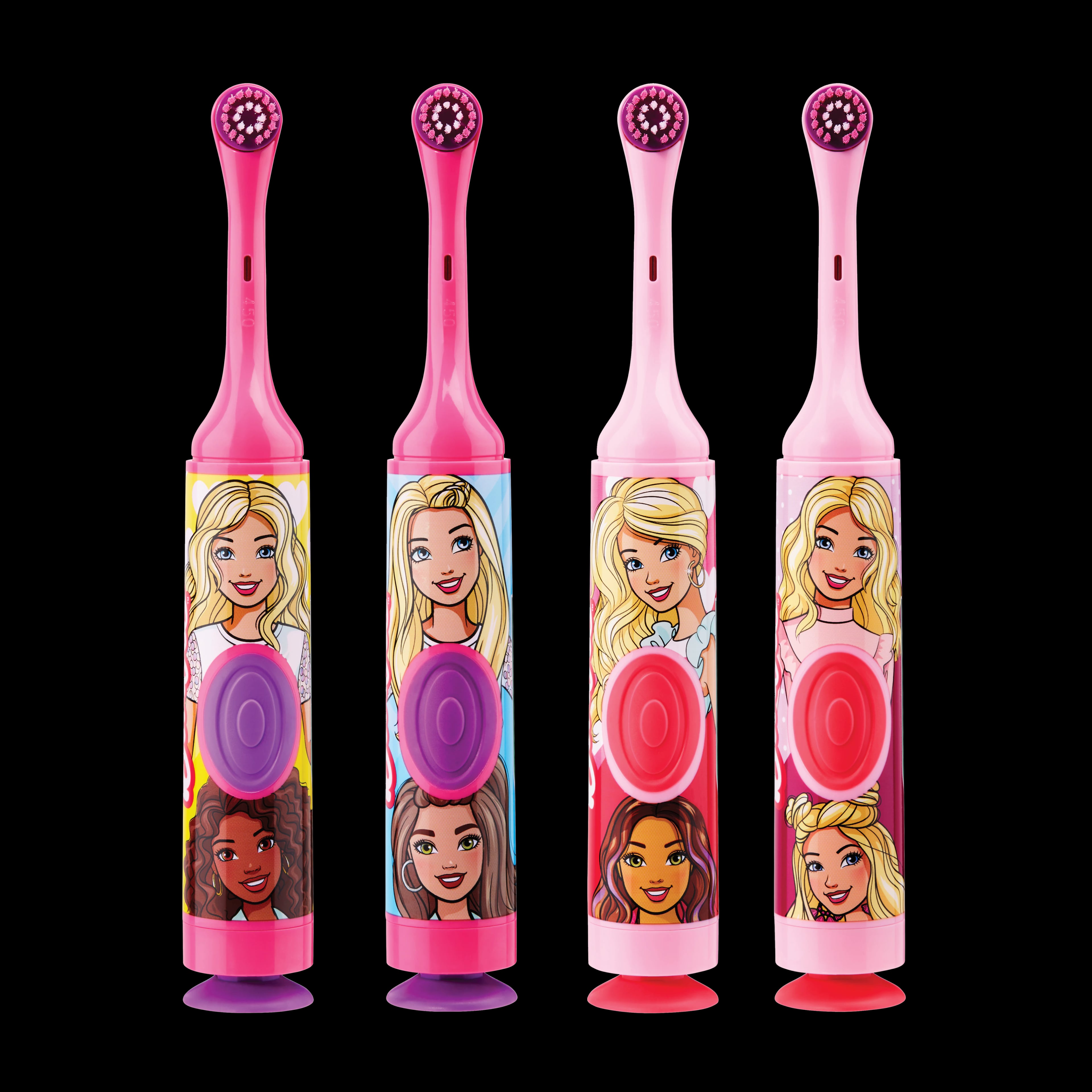GUM Barbie Power Toothbrush, Assorted Designs, Soft Bristles, Battery-Powered, 12/Pkg