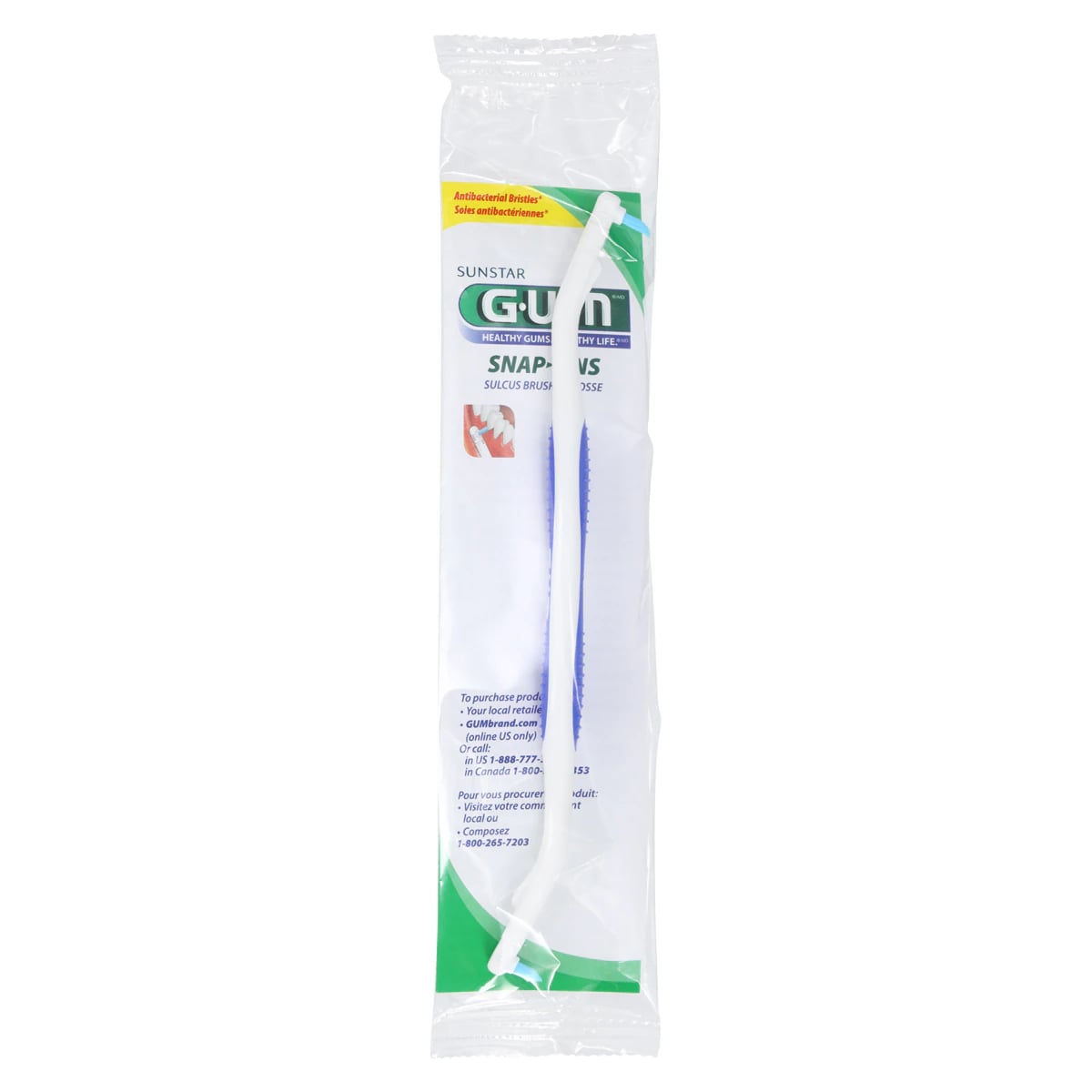 GUM Proxabrush Snap-Ons Sulcus Brush Starter Kit, Dual-Ended, Latex-Free, 12 Kits/Box, 642P